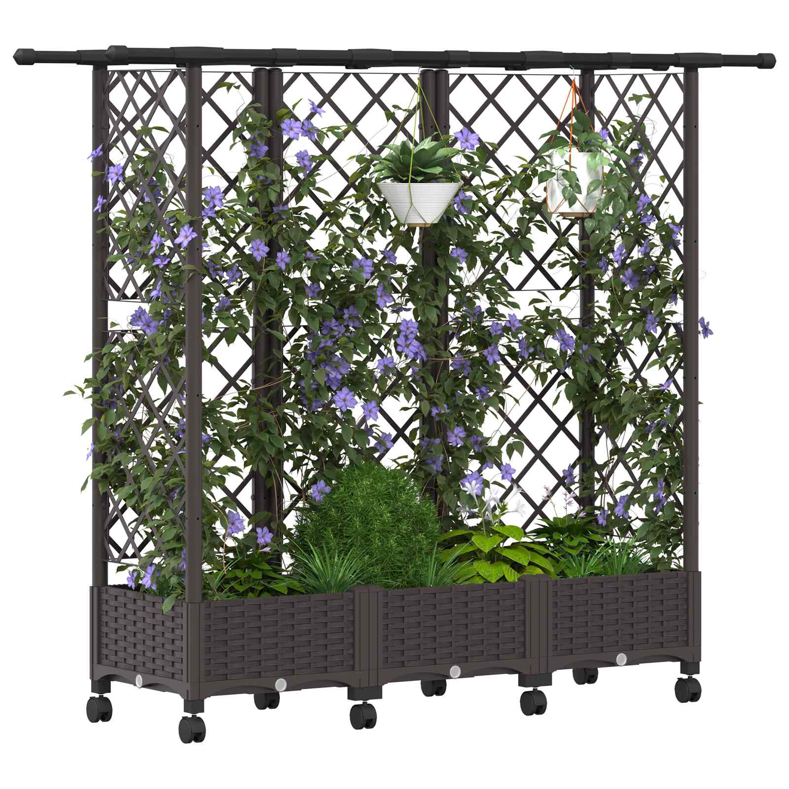 Verhoogd Bed met Trellis en Dak Bruin 164 x 40 x 127 cm PP image 3