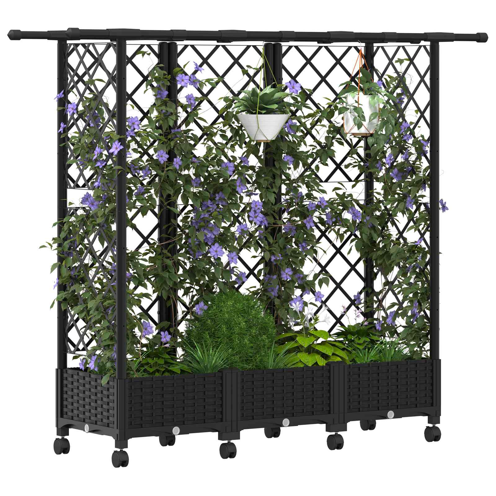 Verhoogd Bed met Trellis en Dak Zwart 164 x 40 x 127 cm PP image 3