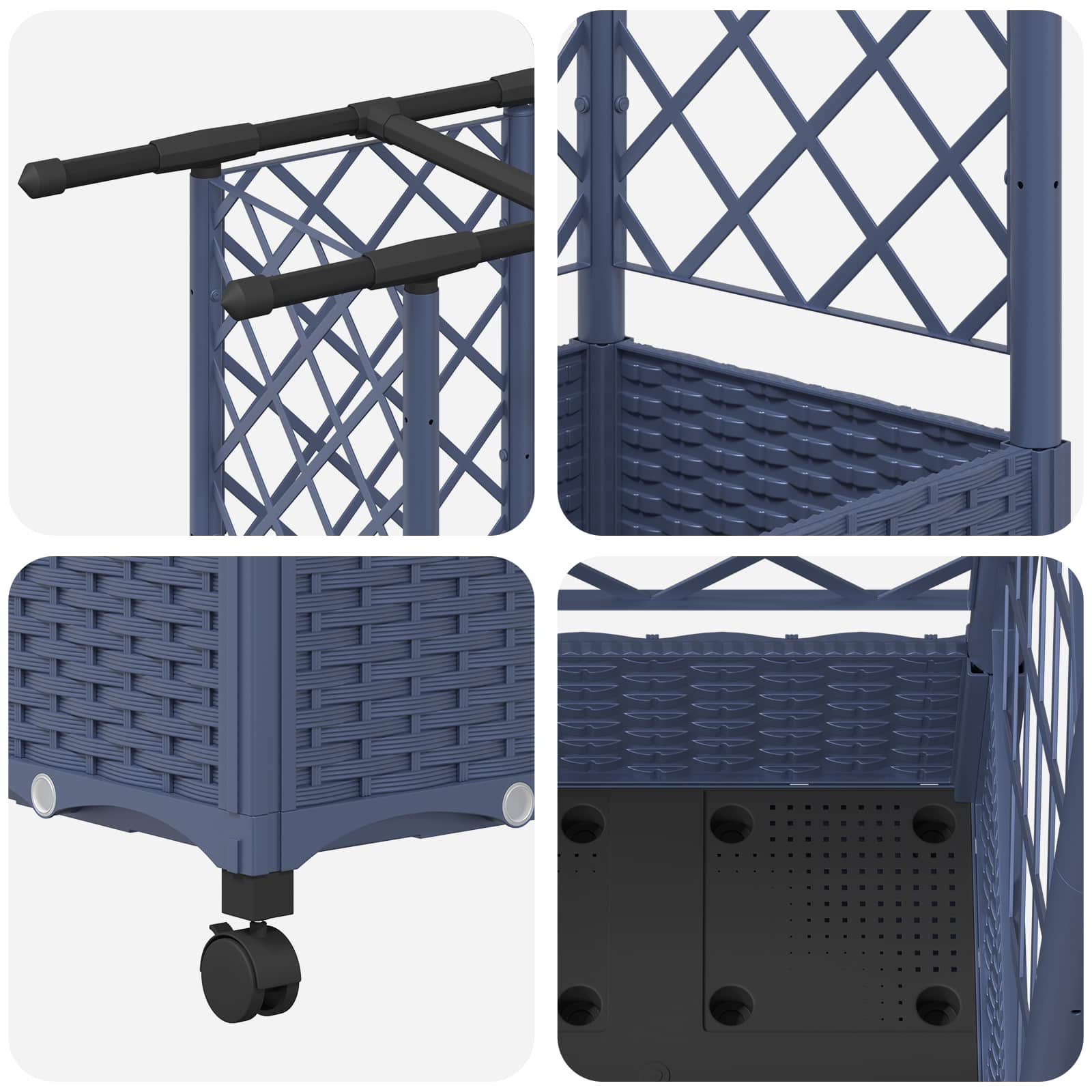 Verhoogd Bed met Trellis en Dak Grijs 164 x 40 x 127 cm PP image 6