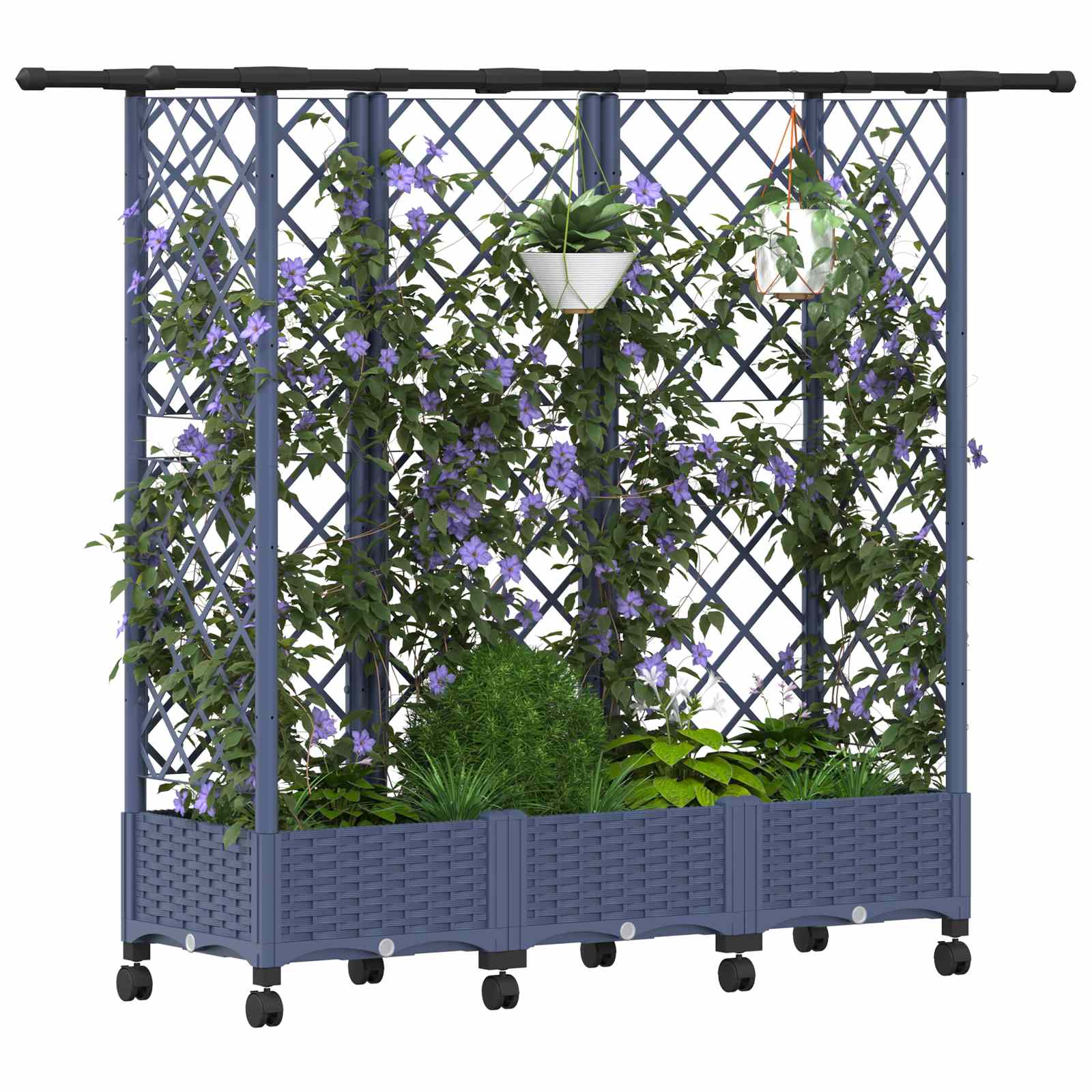 Verhoogd Bed met Trellis en Dak Grijs 164 x 40 x 127 cm PP image 3