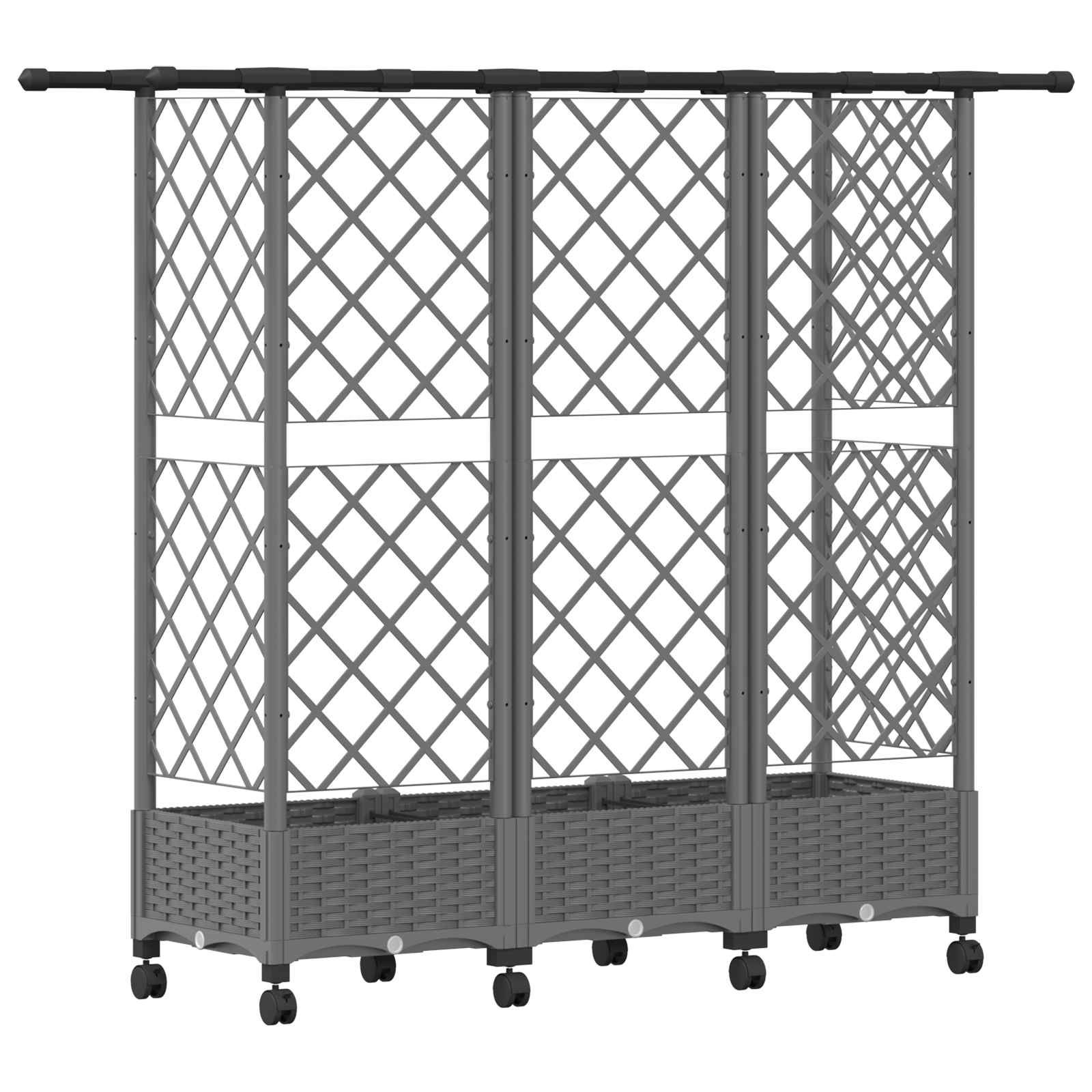 Verhoogd Bed met Trellis en Dak Lichtgrijs 164 x 40 x 127 cm PP image 5