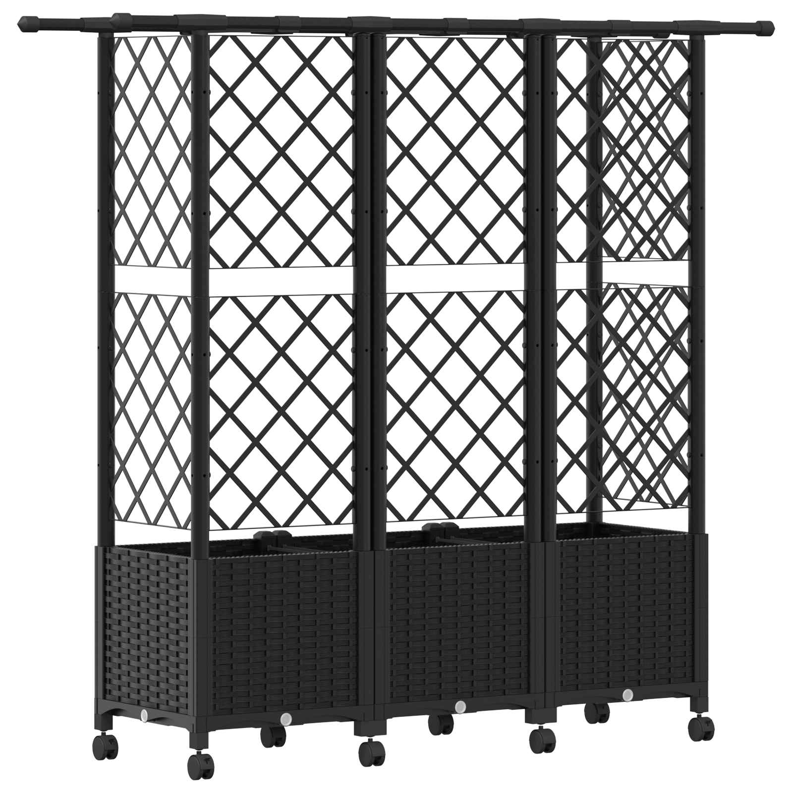 Verhoogd Bed met Trellis en Dak Zwart 163,5 x 40 x 142 cm PP image 5