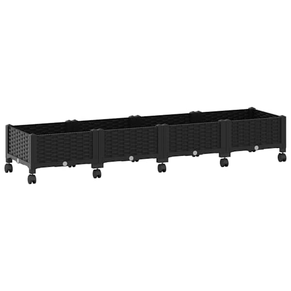 vidaXL Aiakast v&auml;hemalt ratastega Must 160 x 40 x 29 cm PP