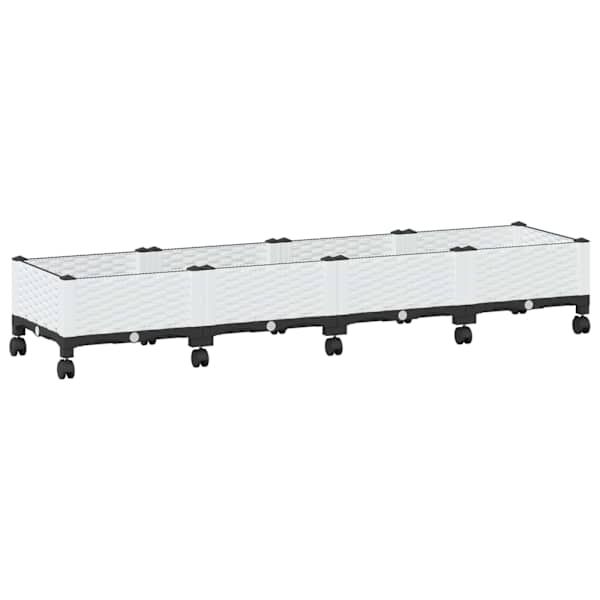 vidaXL Aiakast v&auml;hemalt ratastega Valge 160 x 40 x 33 cm PP