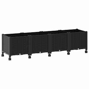 vidaXL Aiakast v&auml;hemalt ratastega Must 160 x 40 x 44 cm PP