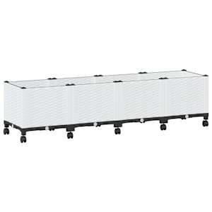vidaXL Aiakast v&auml;hemalt ratastega Valge 160 x 40 x 48 cm PP