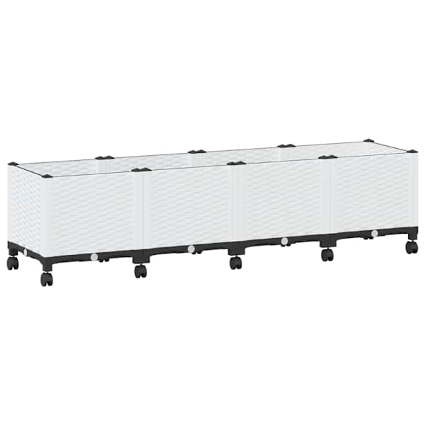 vidaXL Aiakast v&auml;hemalt ratastega Valge 160 x 40 x 48 cm PP