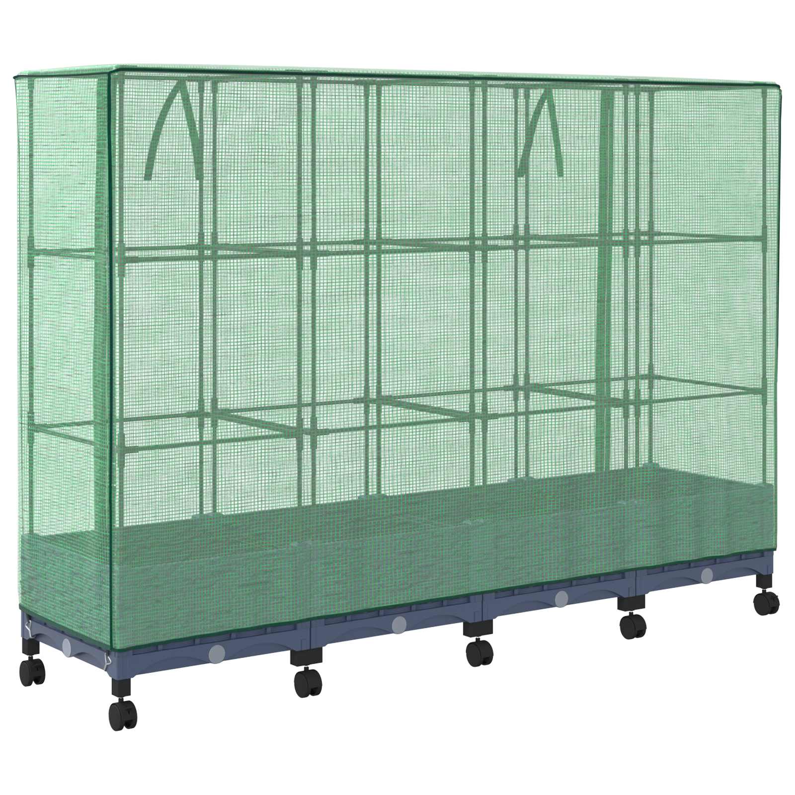 Tuinplantenbak met Kasbedekking en Wielen 4 st Blauw Grijs PP image 4
