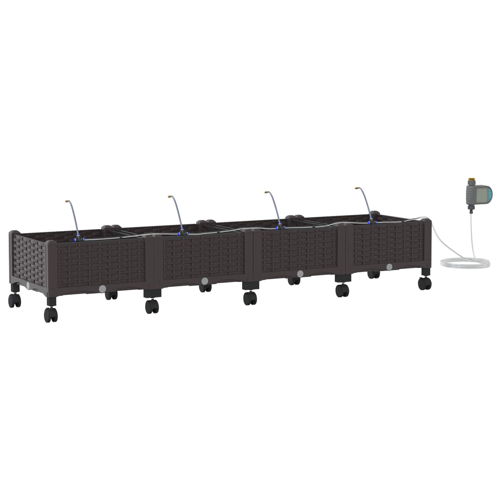 Tuin Pot met Irrigatie en Wielen 4 st Bruin 160 x 40 x 28 cm PP image 2