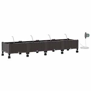 vidaXL Aiakonteiner Kastmise ja Ratastega 4 tk Pruun 160 x 40 x 28 cm