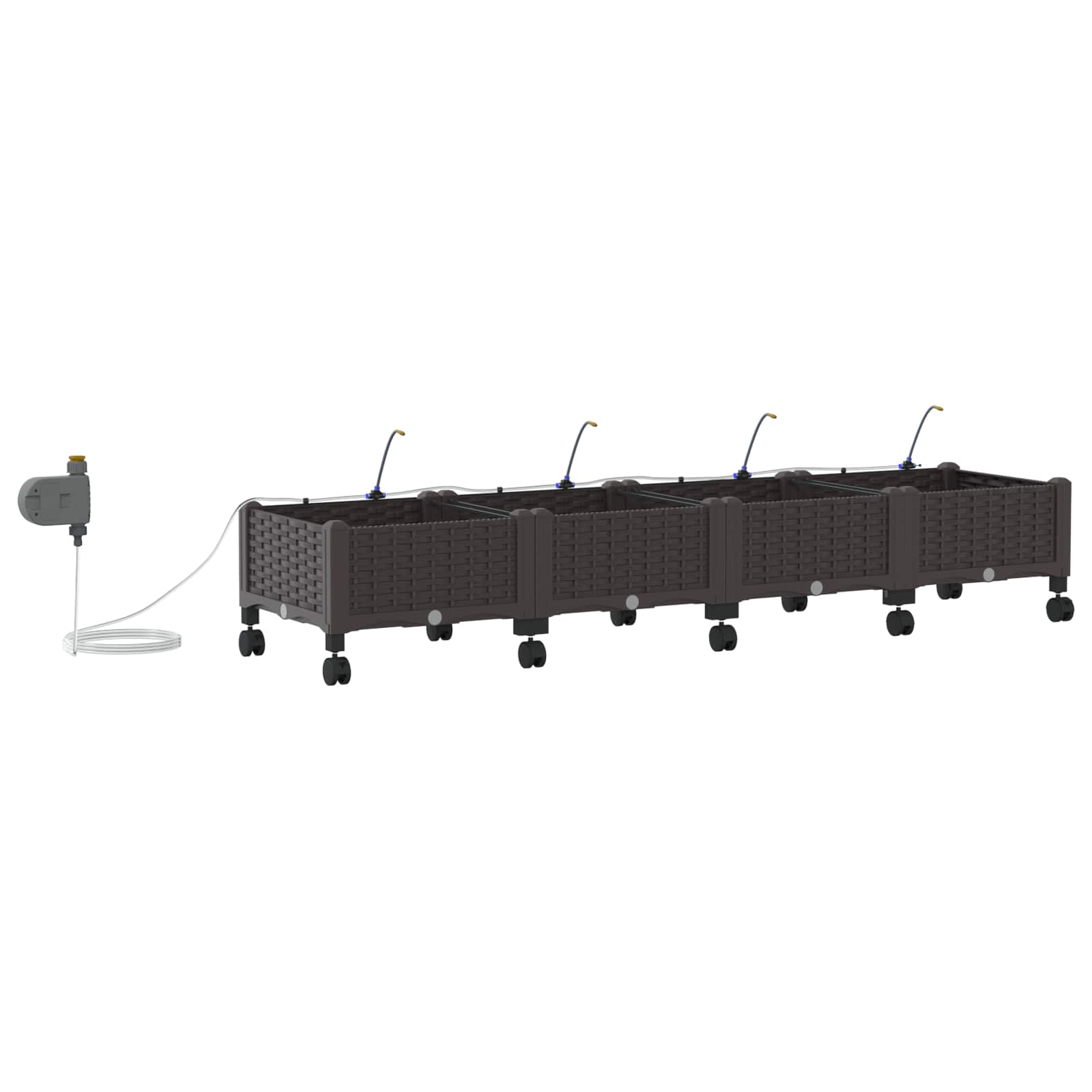 Tuin Pot met Irrigatie en Wielen 4 st Bruin 160 x 40 x 28 cm PP image 4