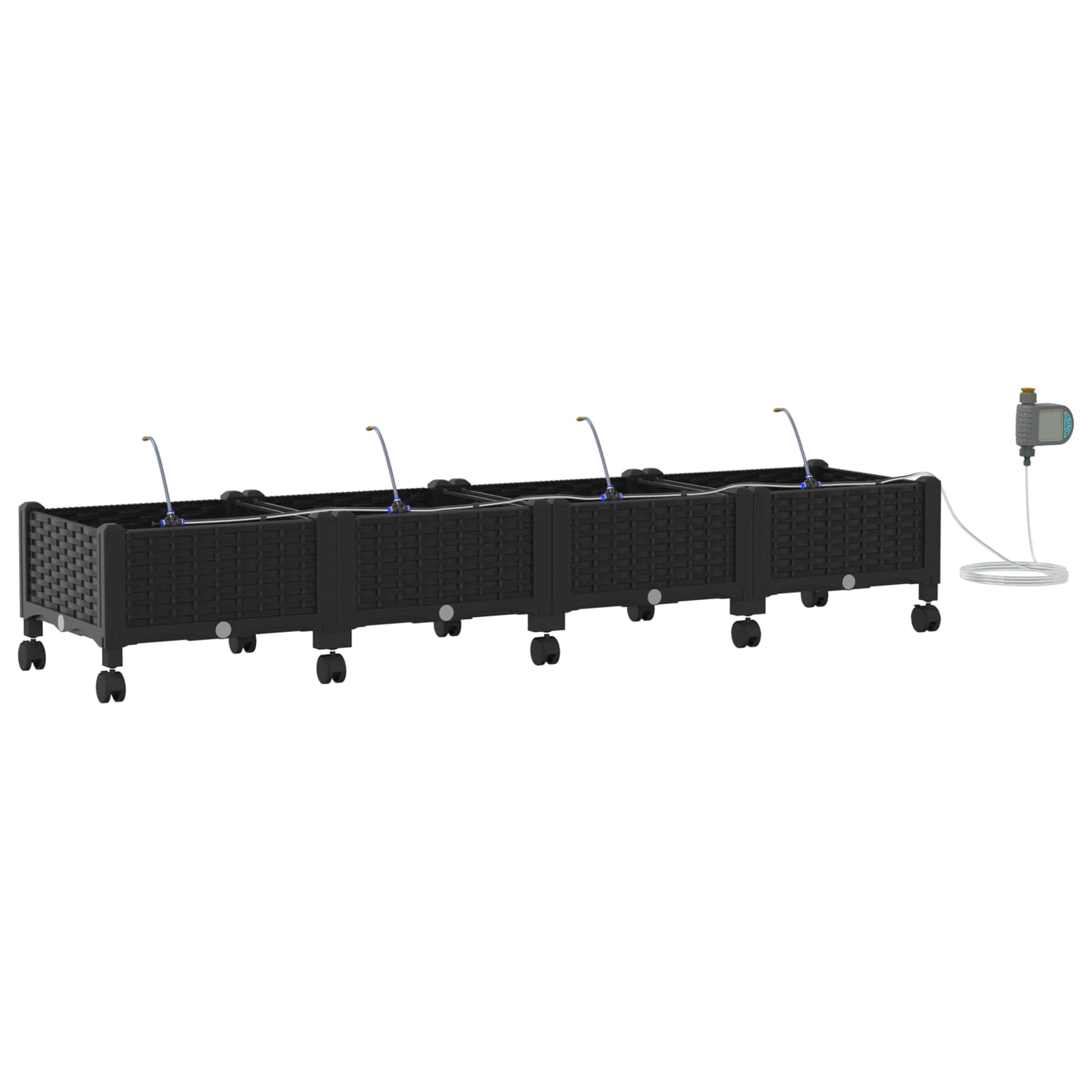 Tuin Pot met Irrigatie en Wielen 4 st Zwart 160 x 40 x 28 cm PP image 2