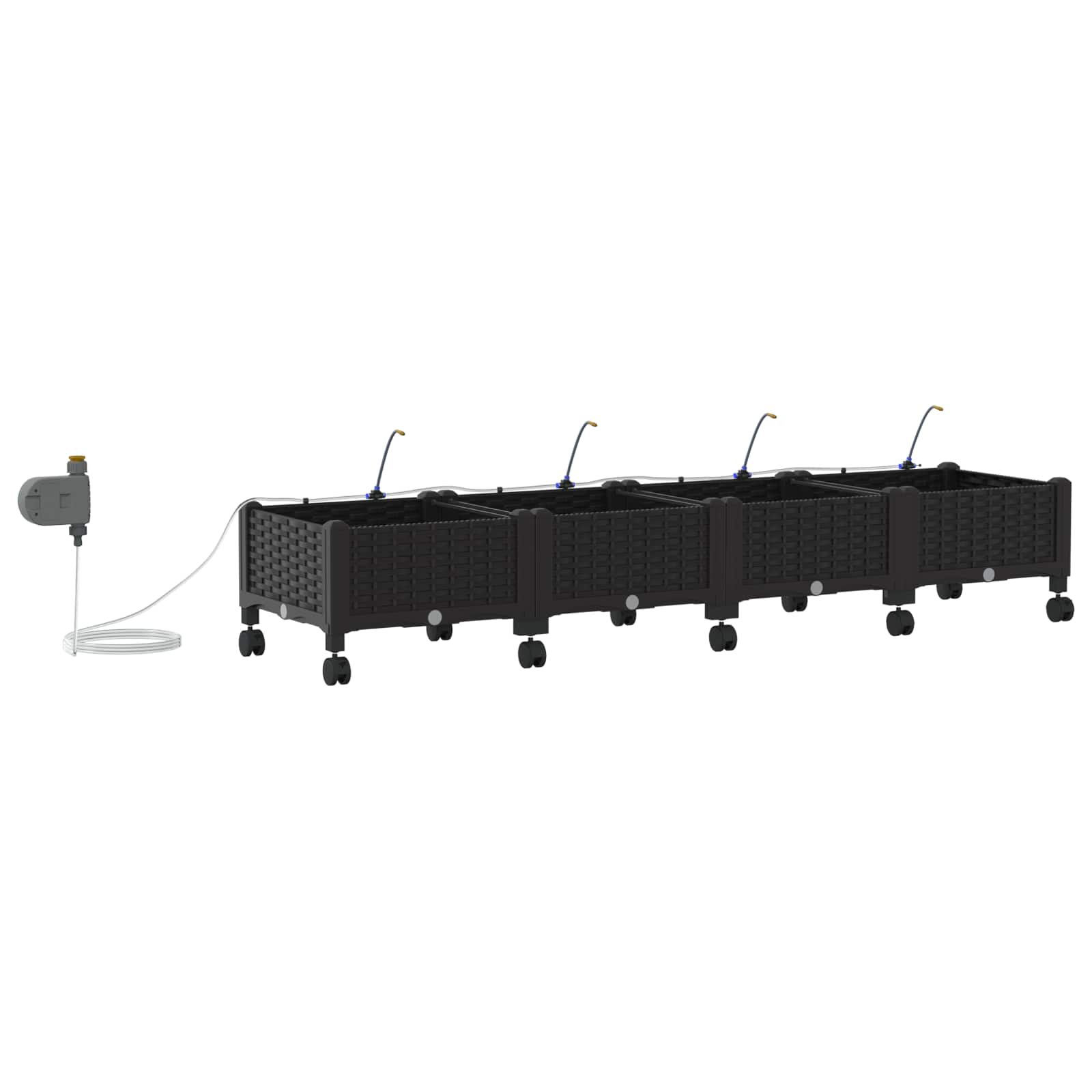 Tuin Pot met Irrigatie en Wielen 4 st Zwart 160 x 40 x 28 cm PP image 4