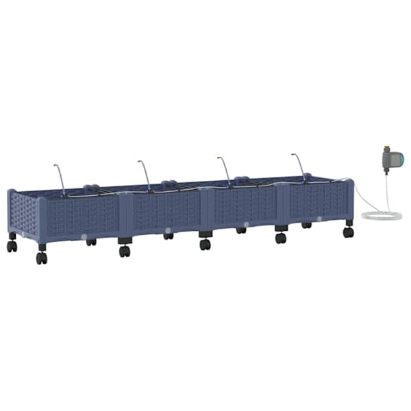 vidaXL Aiakonteiner Kastmise ja Ratastega 4 tk Hall 160 x 40 x 28 cm