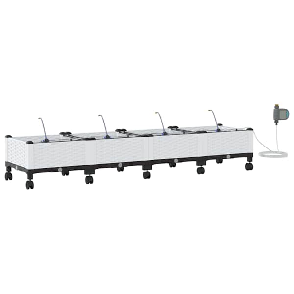 vidaXL Aiakonteiner Kastmise ja Ratastega 4 tk Valge 160 x 40 x 28 cm