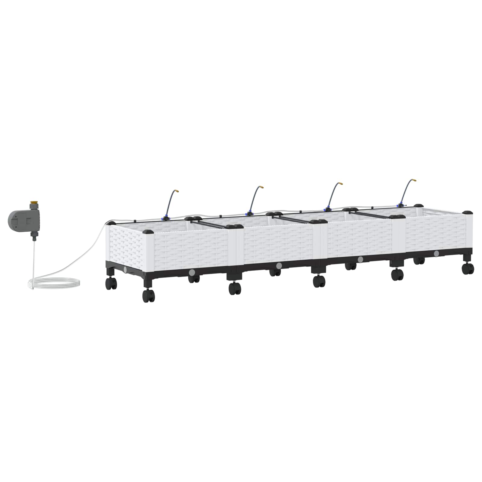 Tuin Pot met Irrigatie en Wielen 4 st Wit 160 x 40 x 28 cm PP image 4