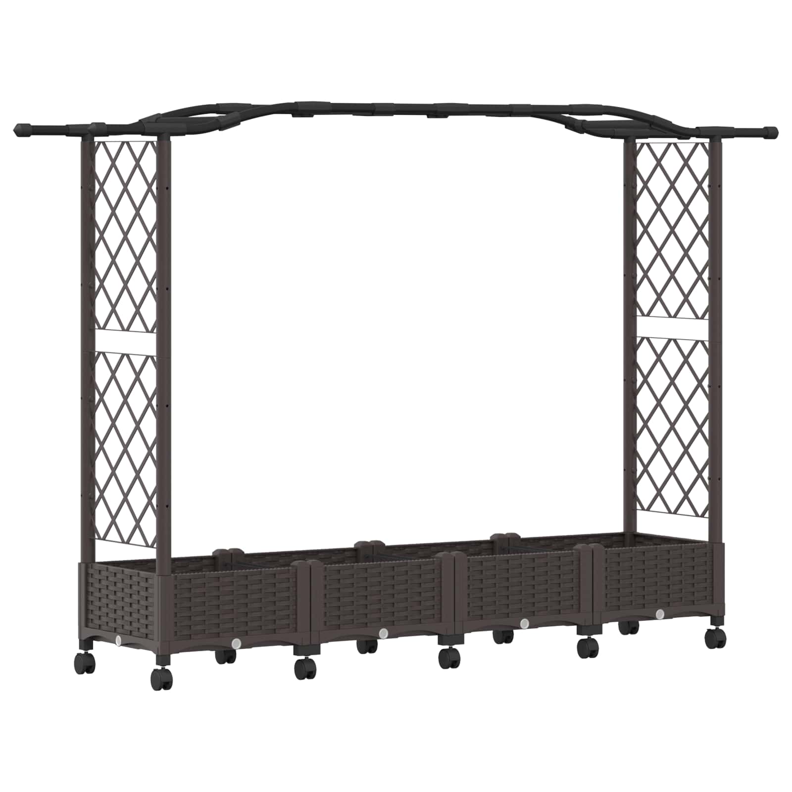vidaXL Vyvýšený záhon s mriežkou a strechou Hnedá 207 x 40 x 129 cm PP