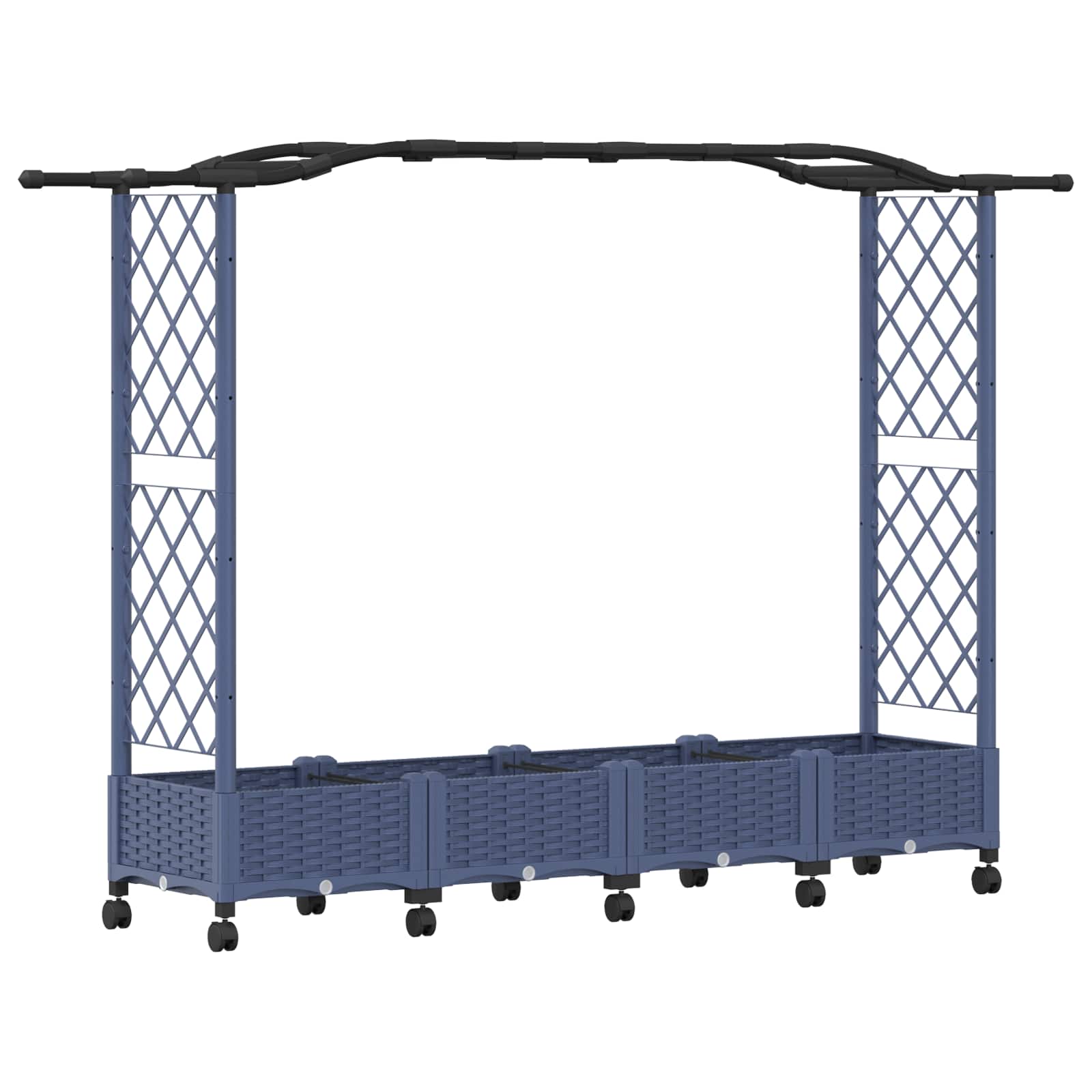 vidaXL Vyvýšený záhon s mriežkou a strechou Sivá 207 x 40 x 129 cm PP