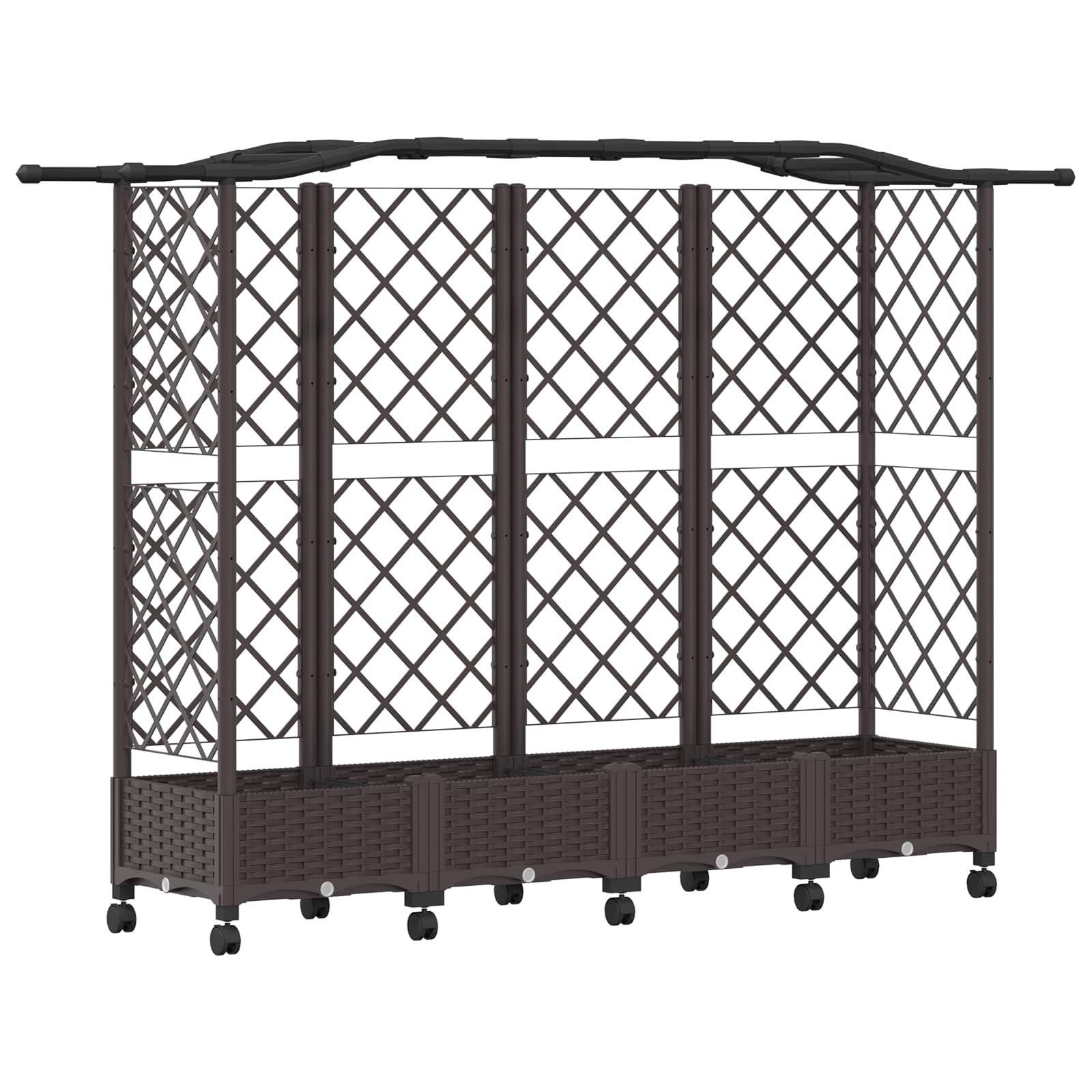 Verhoogd Bed met Trellis en Dak Bruin 203,5 x 40 x 129 cm PP image 2