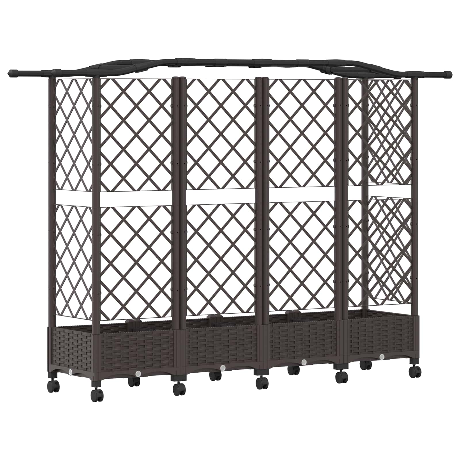 Verhoogd Bed met Trellis en Dak Bruin 203,5 x 40 x 129 cm PP image 5