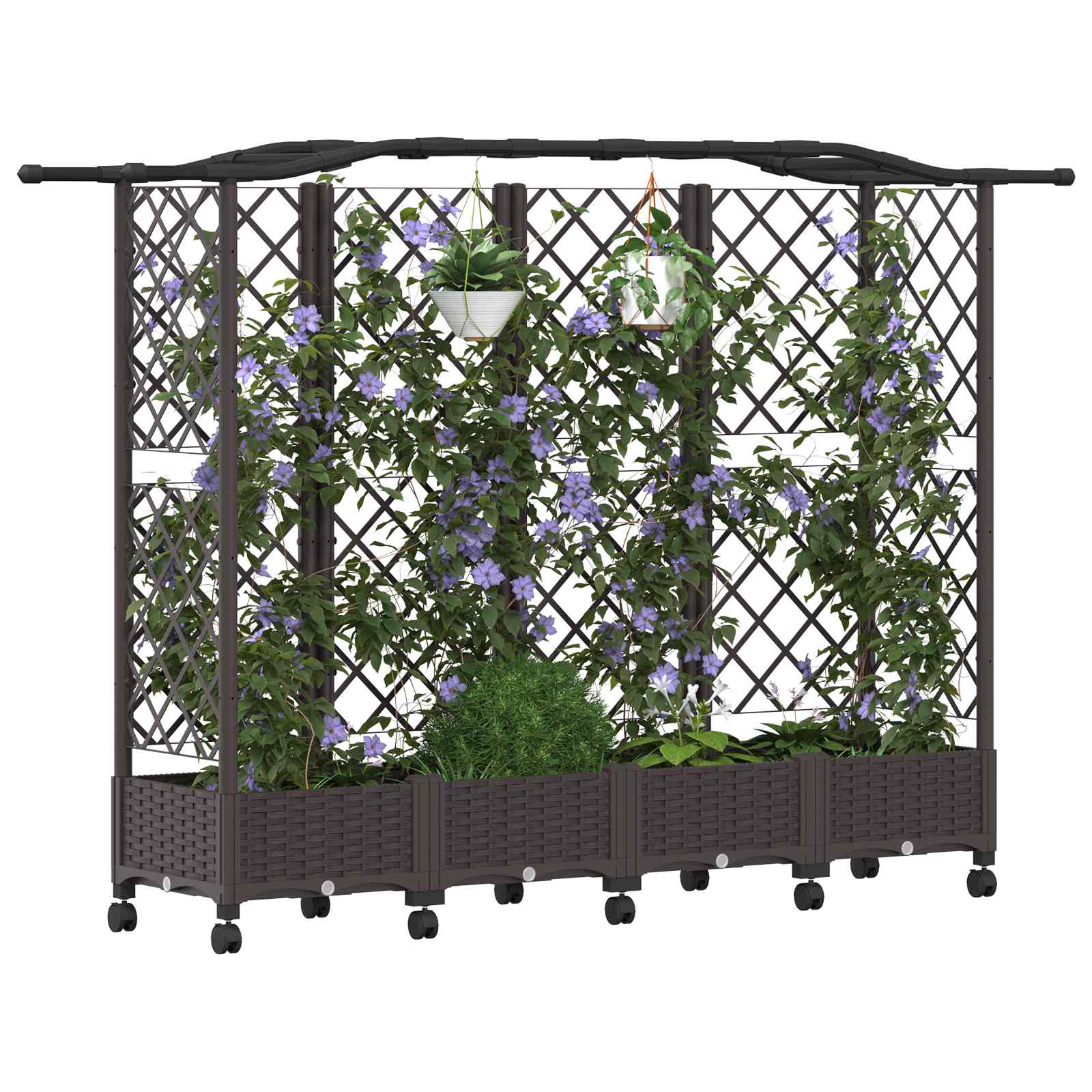 Verhoogd Bed met Trellis en Dak Bruin 203,5 x 40 x 129 cm PP image 3