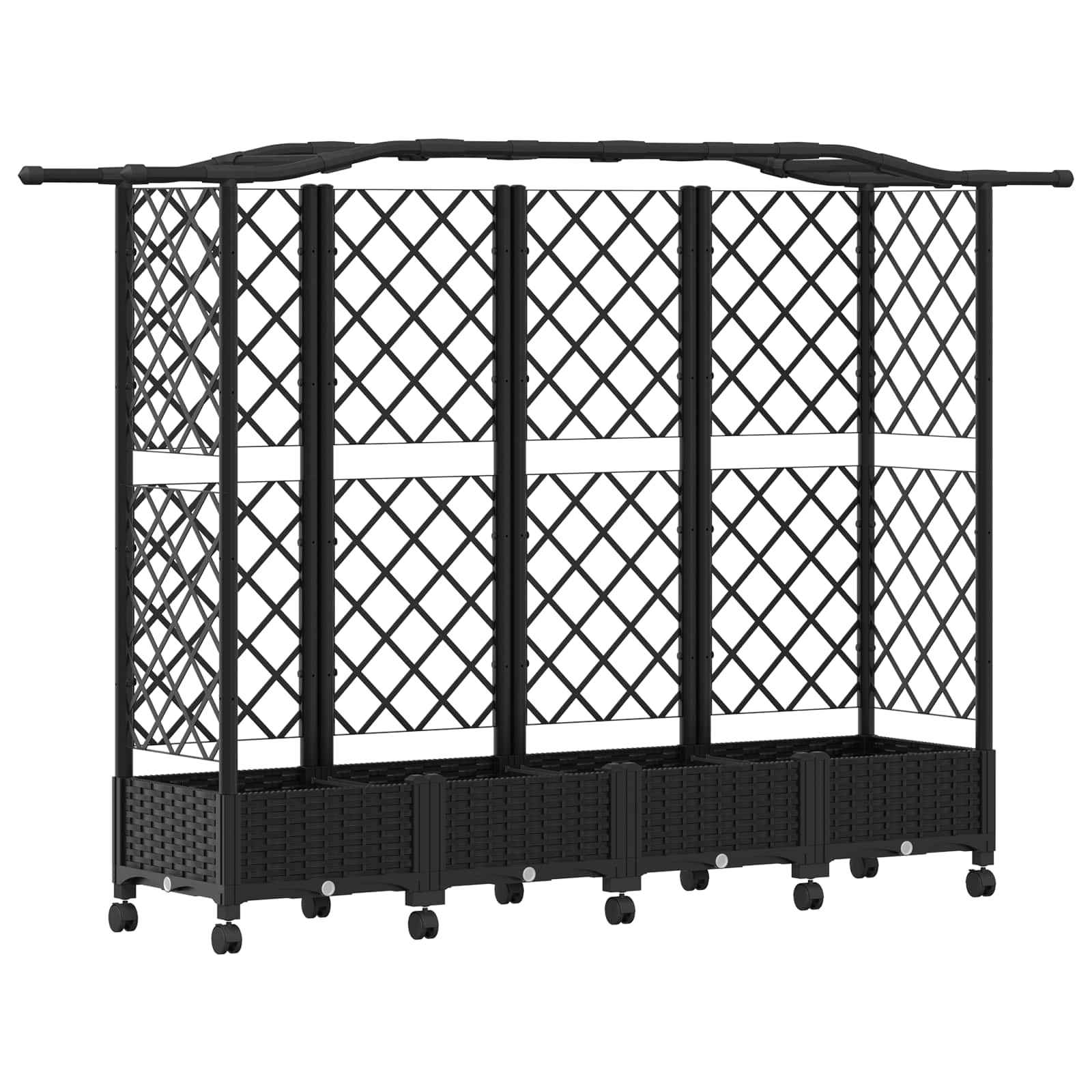 Verhoogd Bed met Trellis en Dak Zwart 203,5 x 40 x 129 cm PP image 2