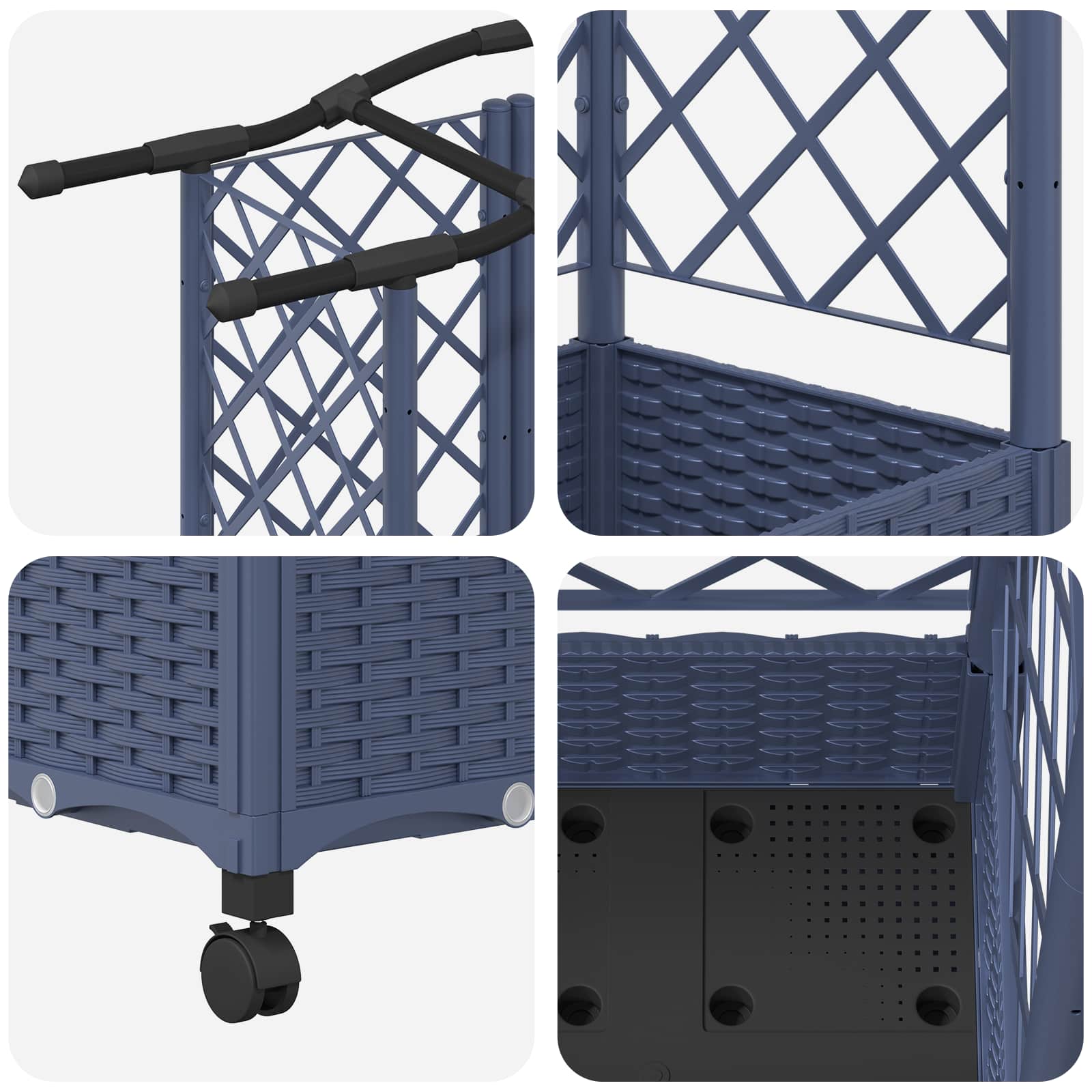 Verhoogd Bed met Trellis en Dak Grijs 203,5 x 40 x 129 cm PP image 6