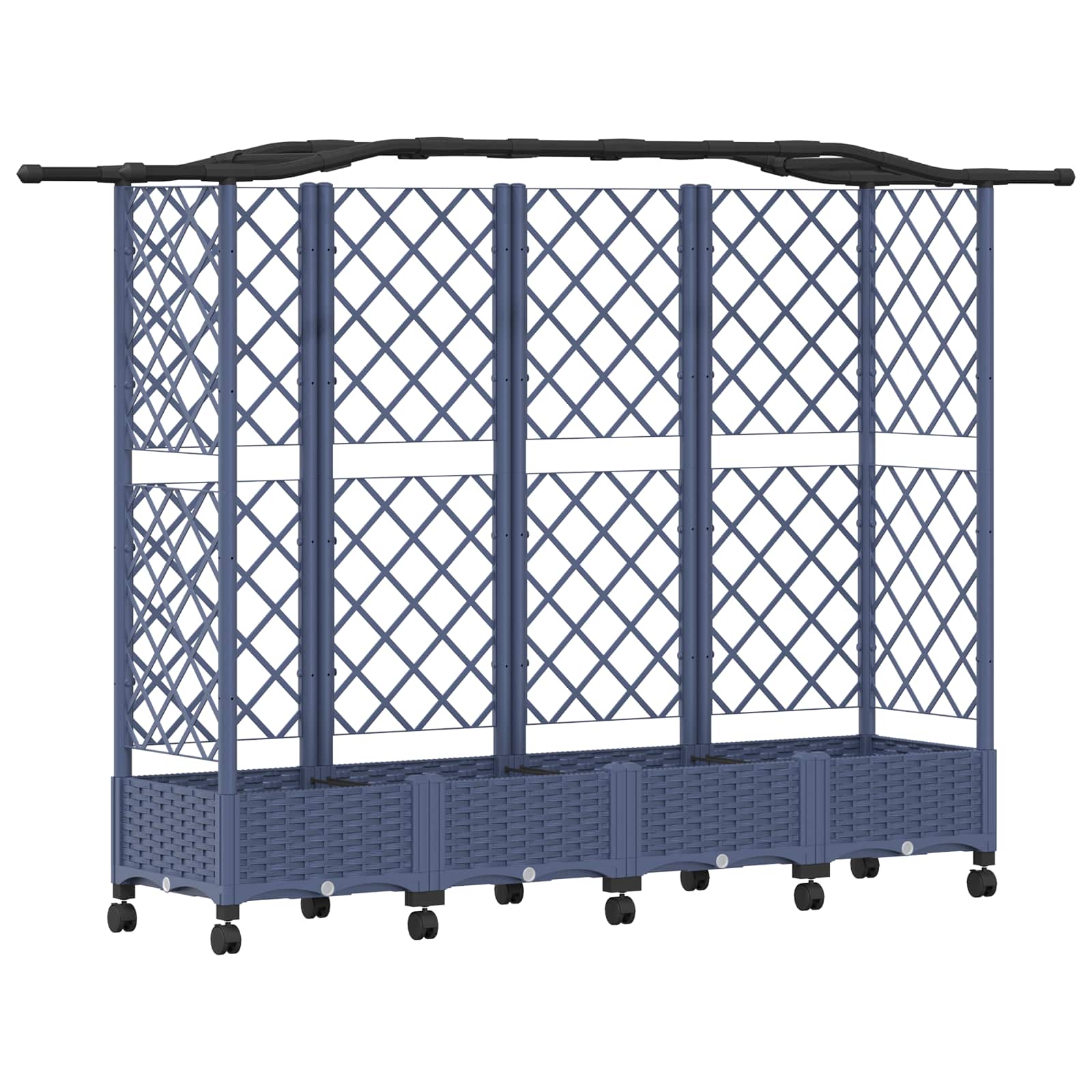 Verhoogd Bed met Trellis en Dak Grijs 203,5 x 40 x 129 cm PP image 2