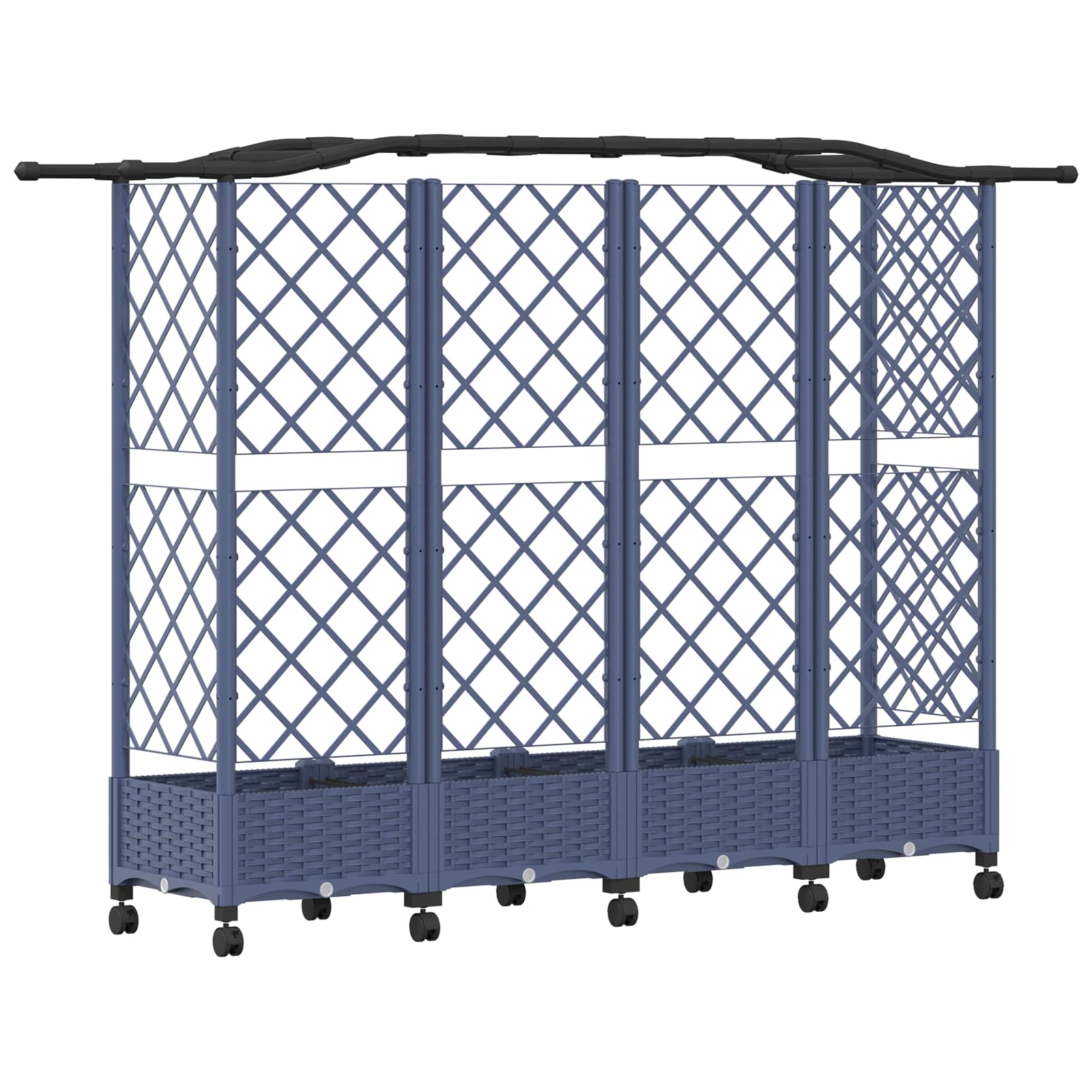 Verhoogd Bed met Trellis en Dak Grijs 203,5 x 40 x 129 cm PP image 5