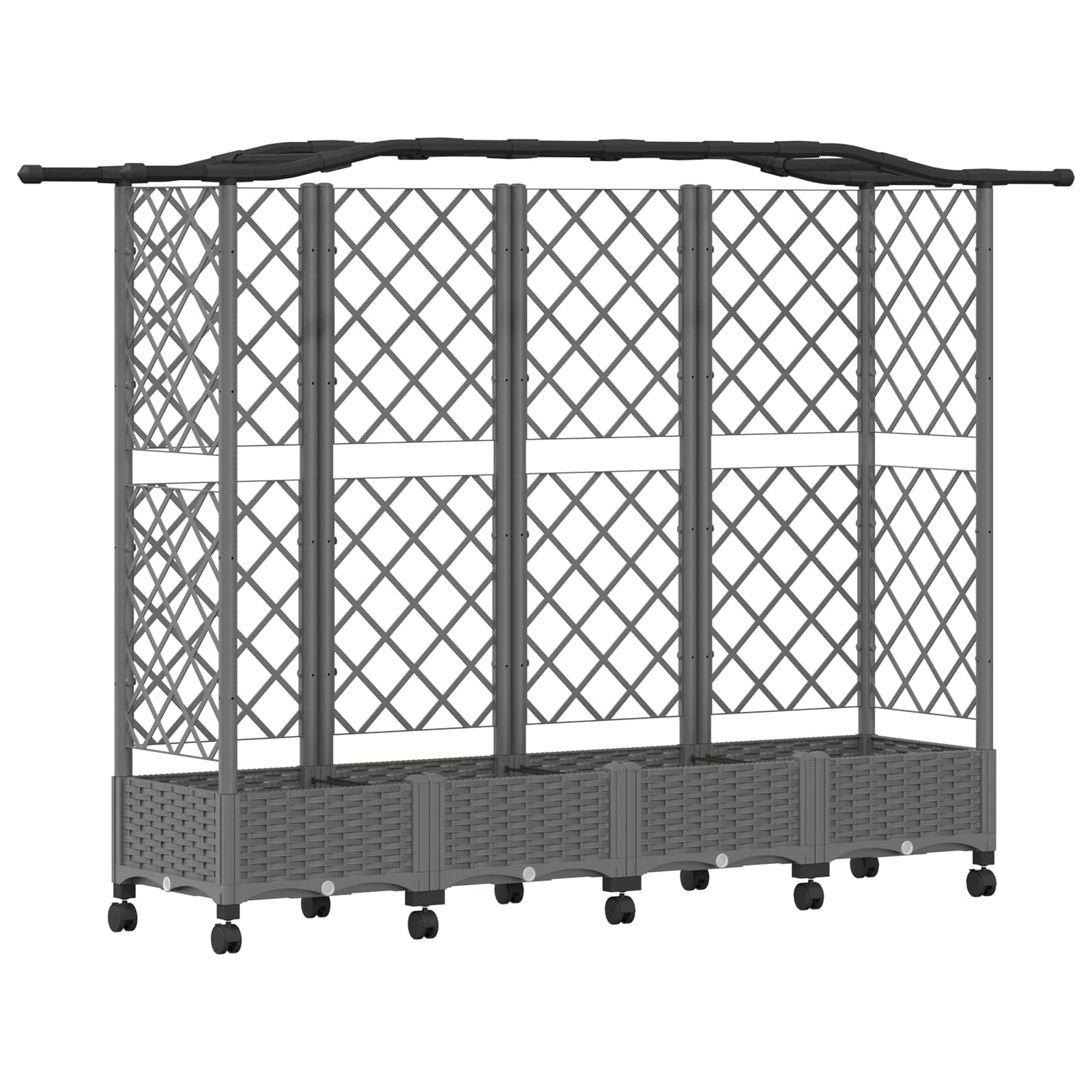 Verhoogd Bed met Trellis en Dak Lichtgrijs 203,5 x 40 x 129 cm image 2