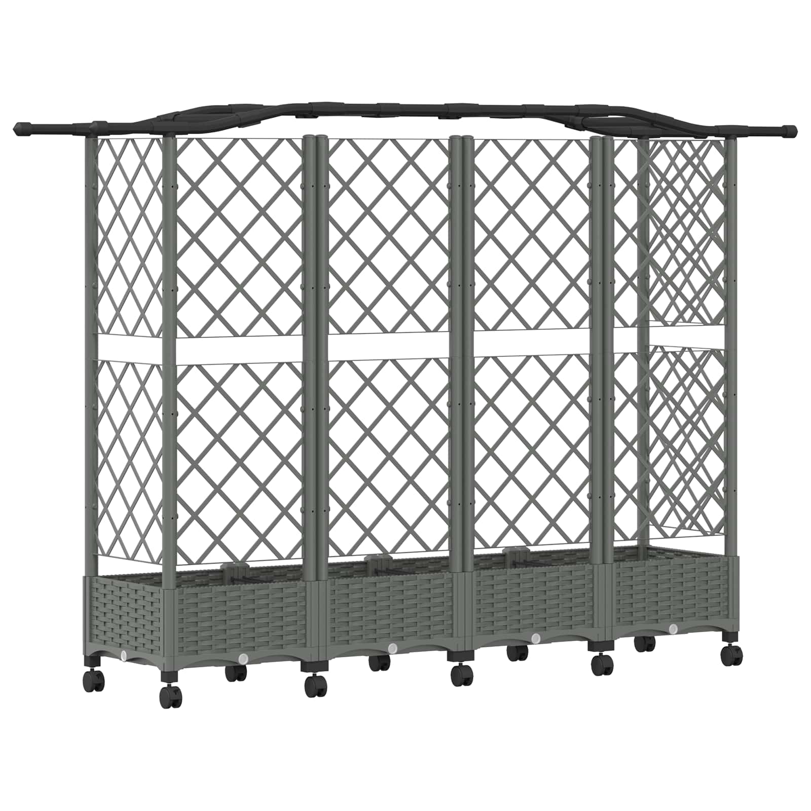 Verhoogd Bed met Trellis en Dak Lichtgrijs 203,5 x 40 x 129 cm image 5