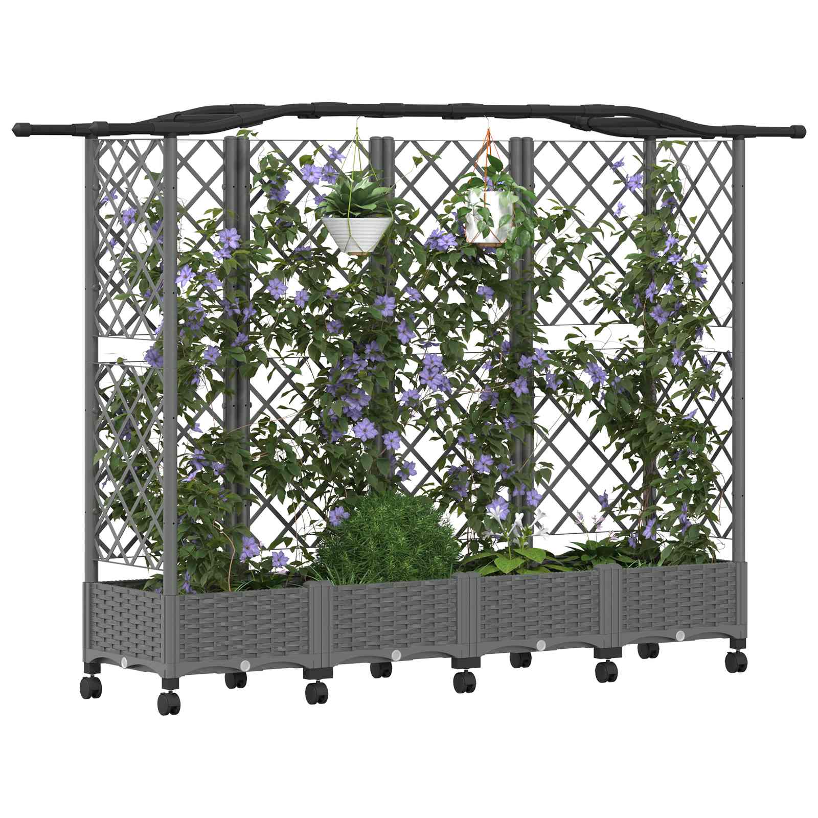 Verhoogd Bed met Trellis en Dak Lichtgrijs 203,5 x 40 x 129 cm image 3