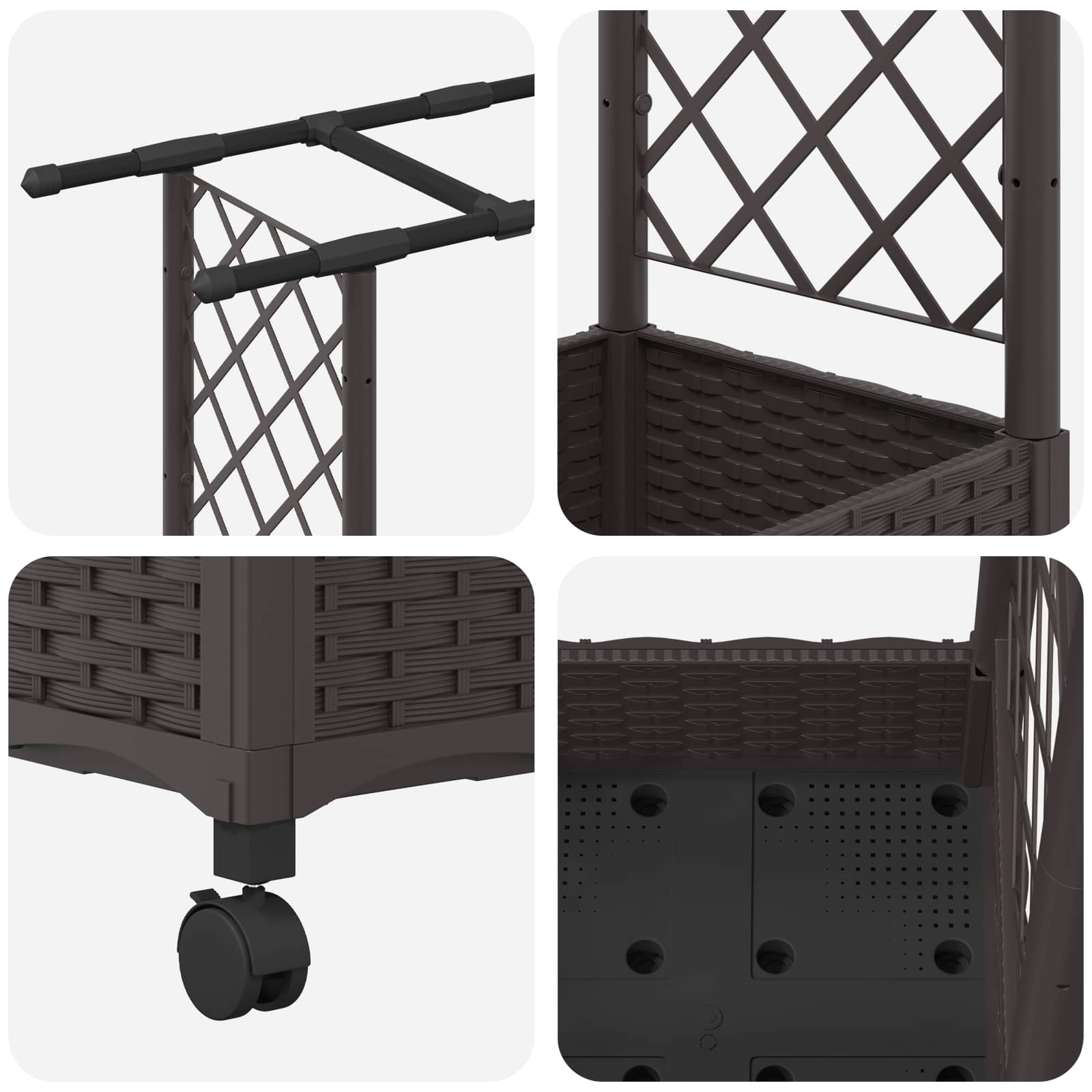 Verhoogd Bed met Trellis en Dak Bruin 203 x 40 x 127 cm PP image 6