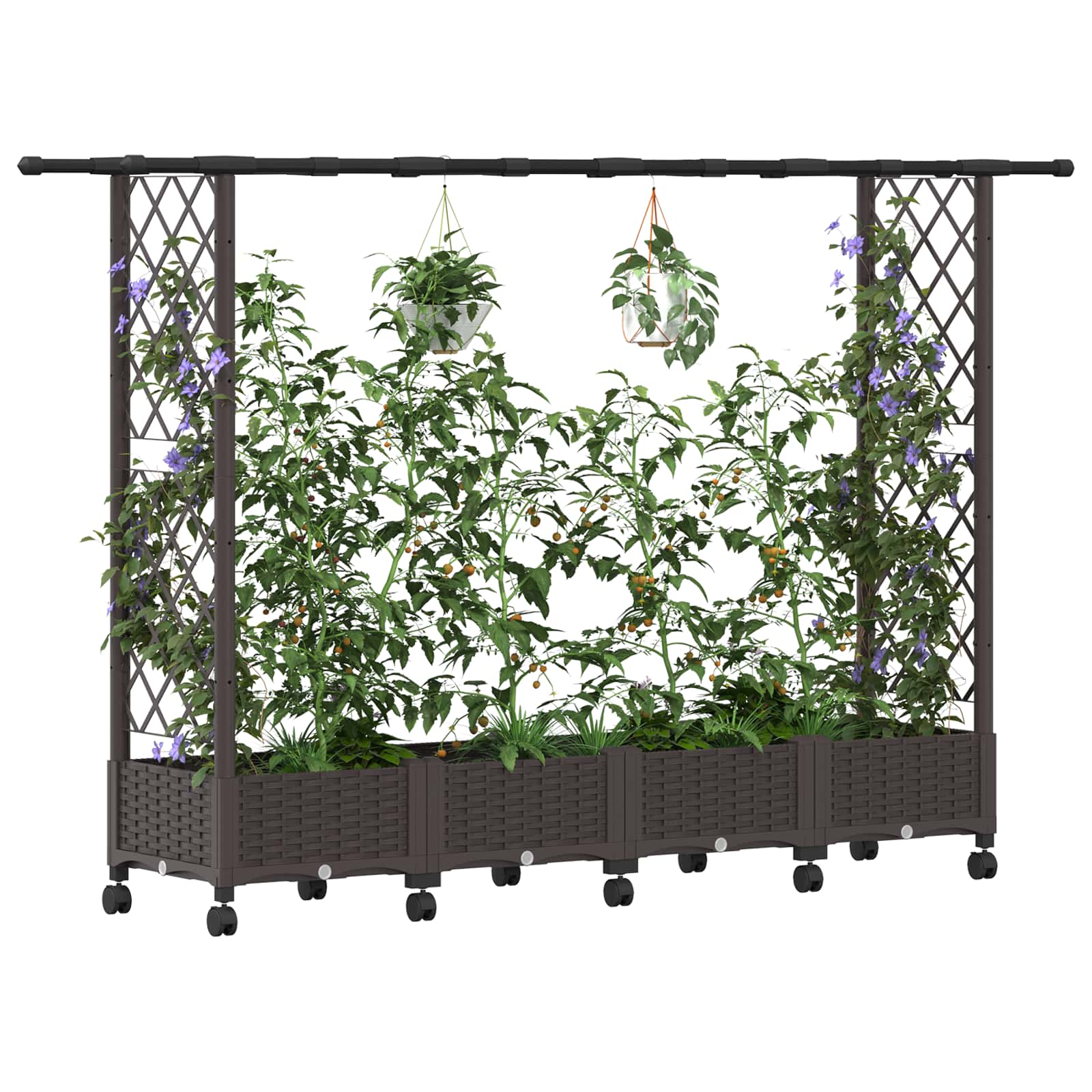Verhoogd Bed met Trellis en Dak Bruin 203 x 40 x 127 cm PP image 3