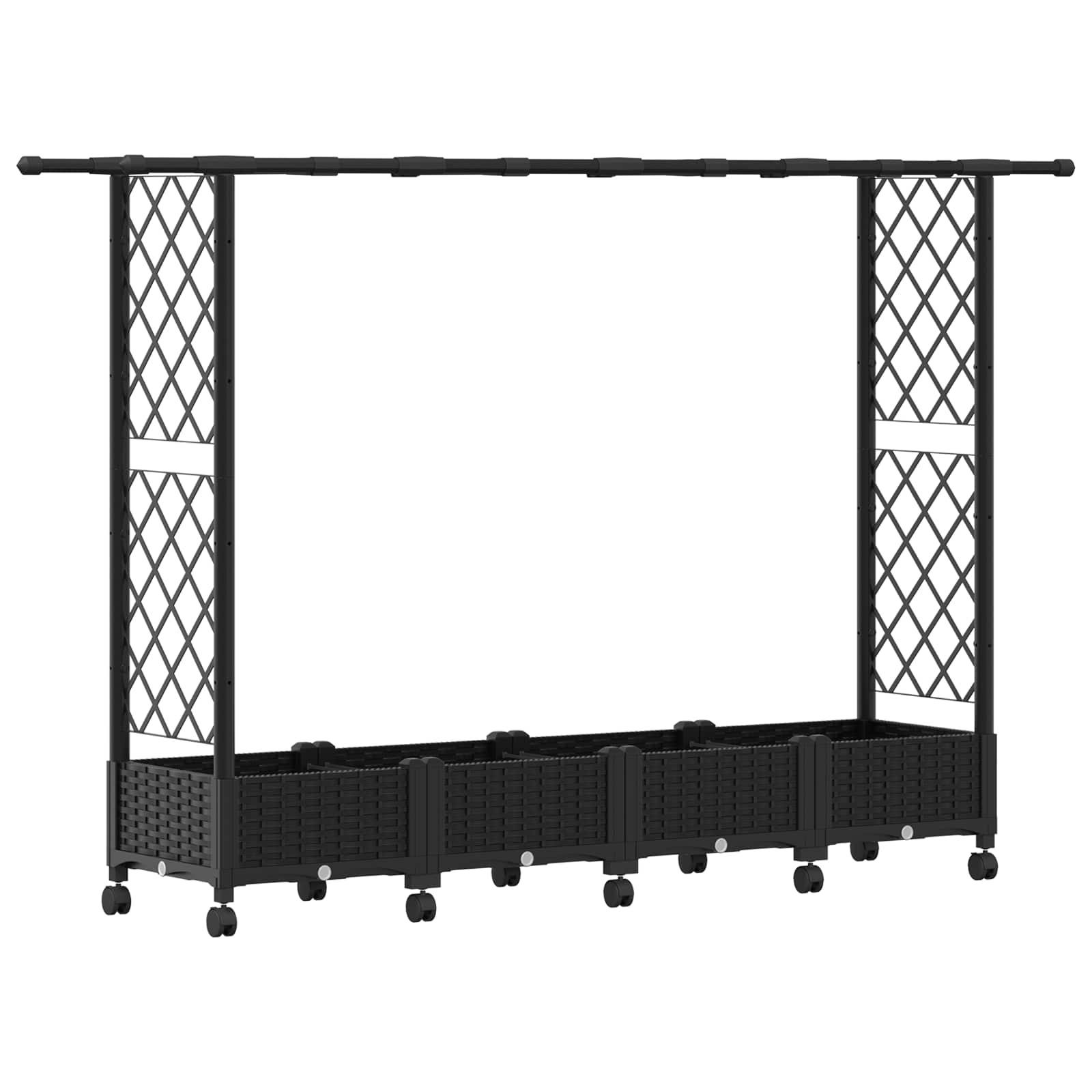 Verhoogd Bed met Trellis en Dak Zwart 203 x 40 x 127 cm PP image 2