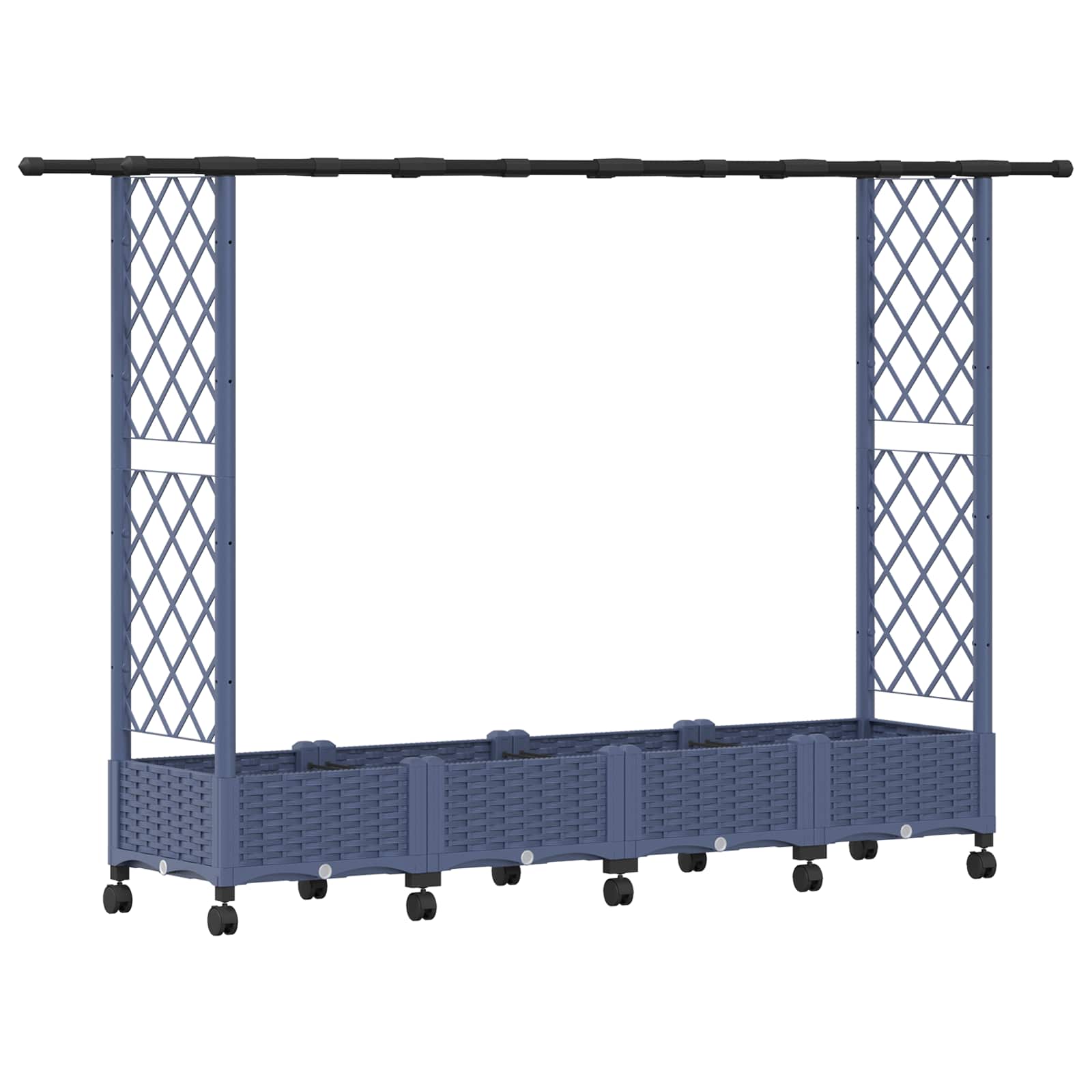 Verhoogd Bed met Trellis en Dak Grijs 203 x 40 x 127 cm PP image 2