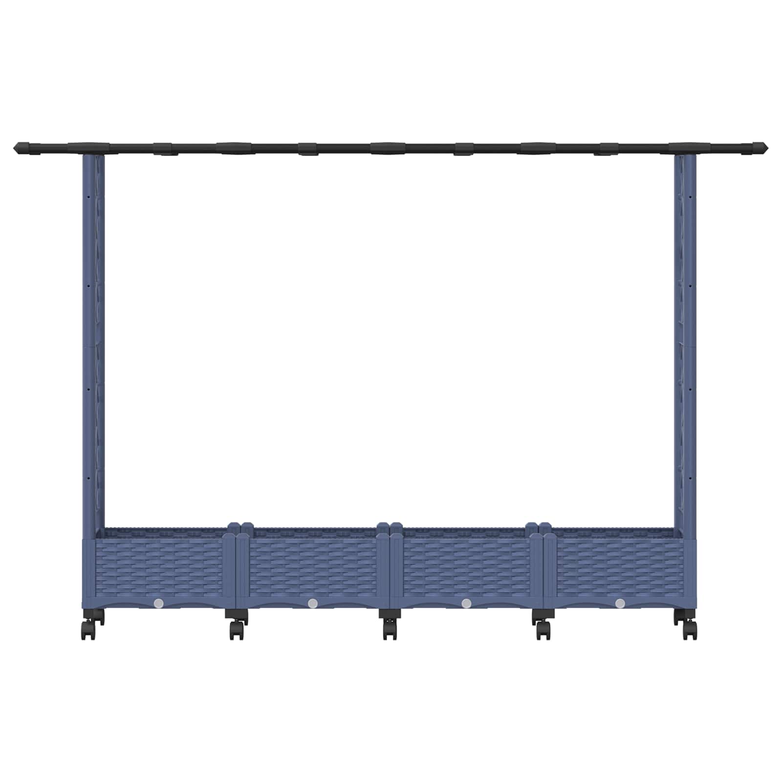 Verhoogd Bed met Trellis en Dak Grijs 203 x 40 x 127 cm PP image 4