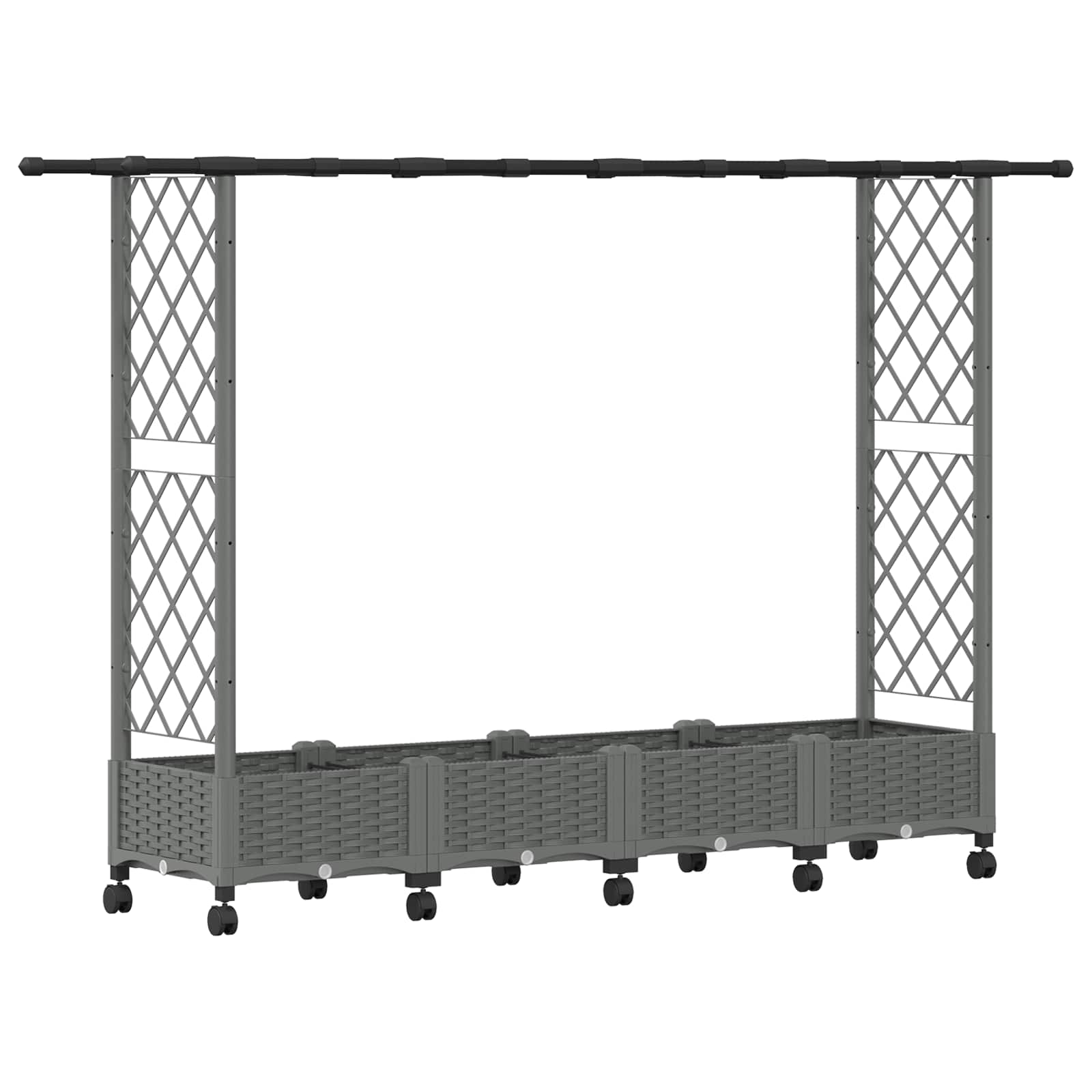 Verhoogd Bed met Trellis en Dak Lichtgrijs 203 x 40 x 127 cm PP image 2