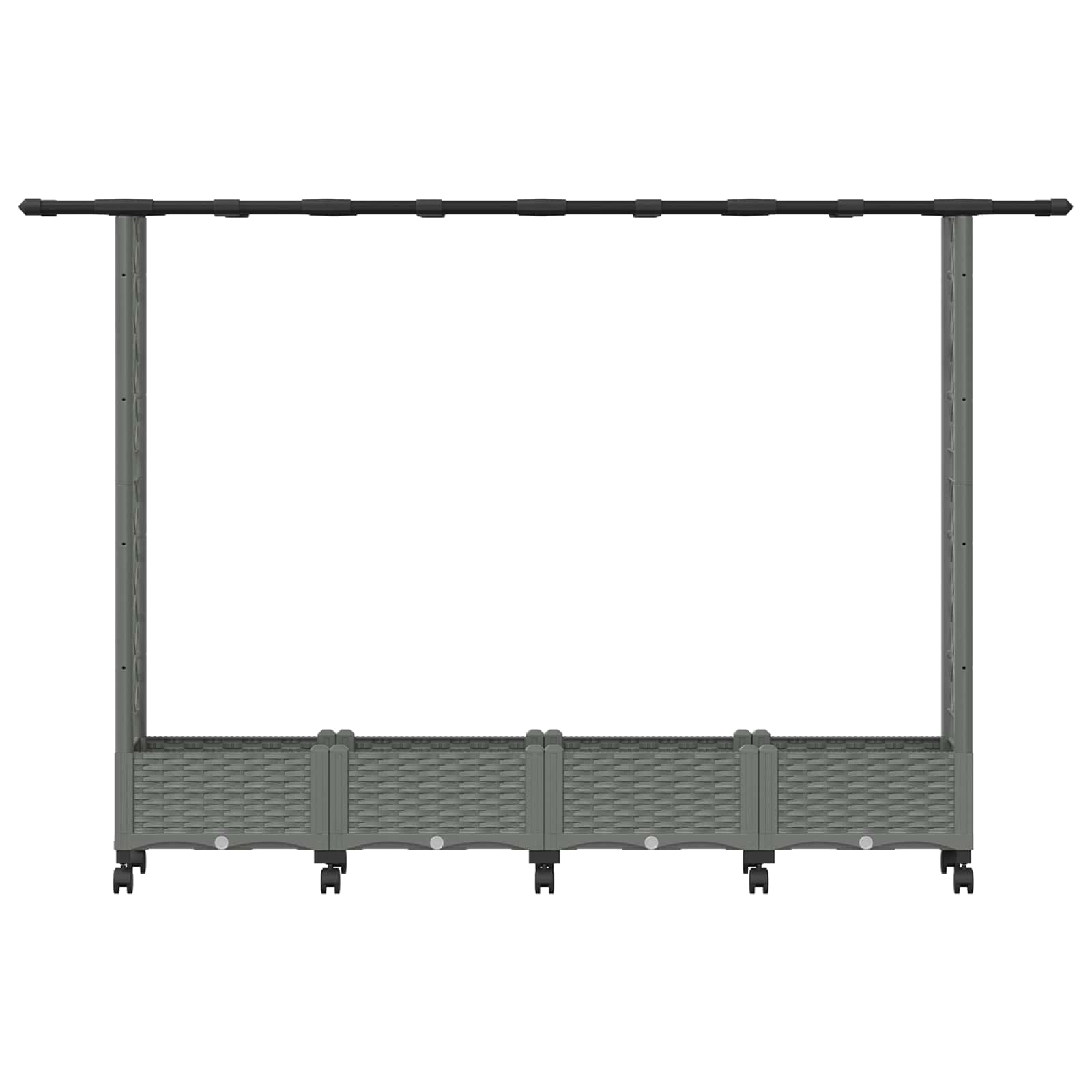 Verhoogd Bed met Trellis en Dak Lichtgrijs 203 x 40 x 127 cm PP image 4