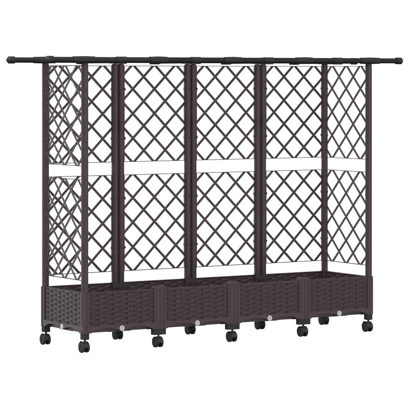 Verhoogd Bed met Trellis en Dak Bruin 202,5 x 40 x 127 cm PP image 2