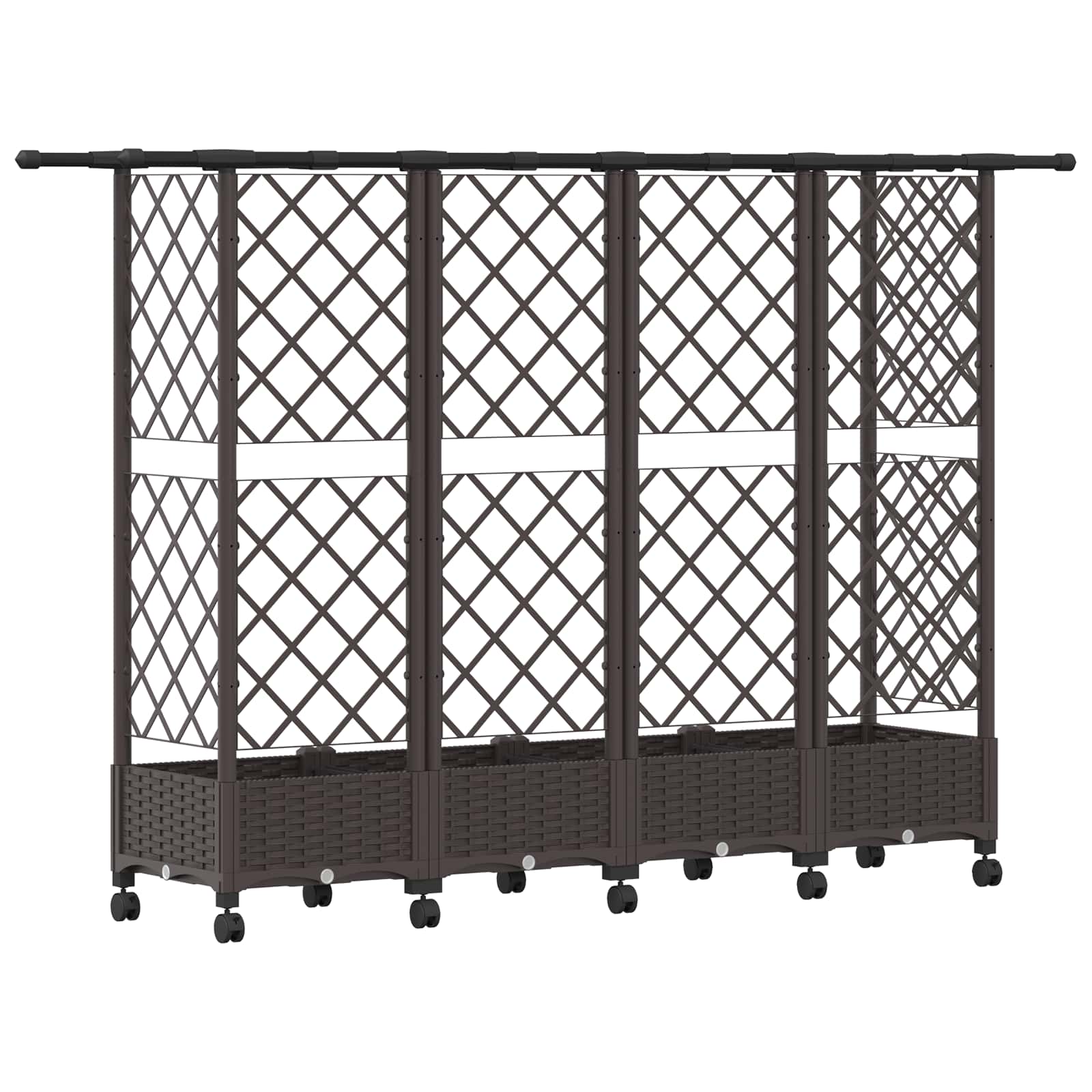 Verhoogd Bed met Trellis en Dak Bruin 202,5 x 40 x 127 cm PP image 5