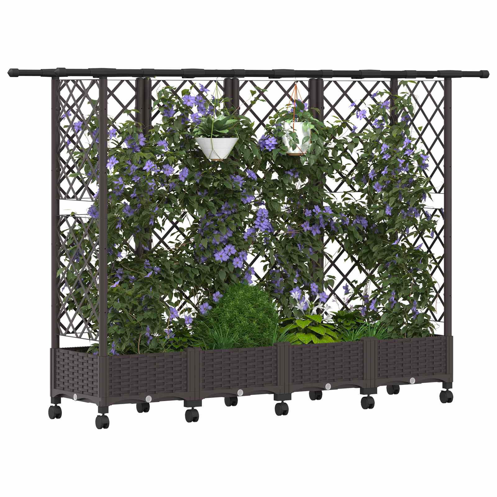 Verhoogd Bed met Trellis en Dak Bruin 202,5 x 40 x 127 cm PP image 3