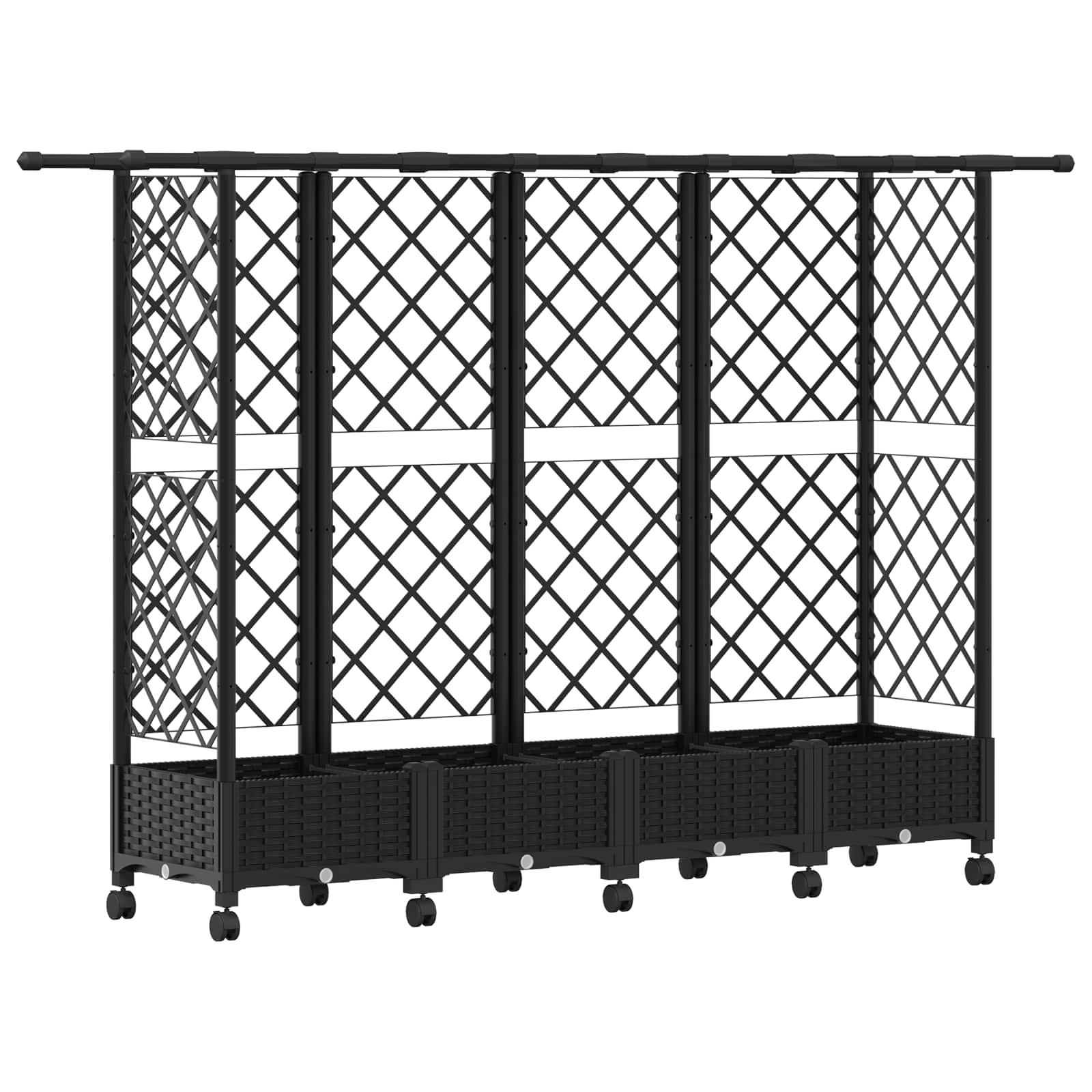 Verhoogd Bed met Trellis en Dak Zwart 202,5 x 40 x 127 cm PP image 2