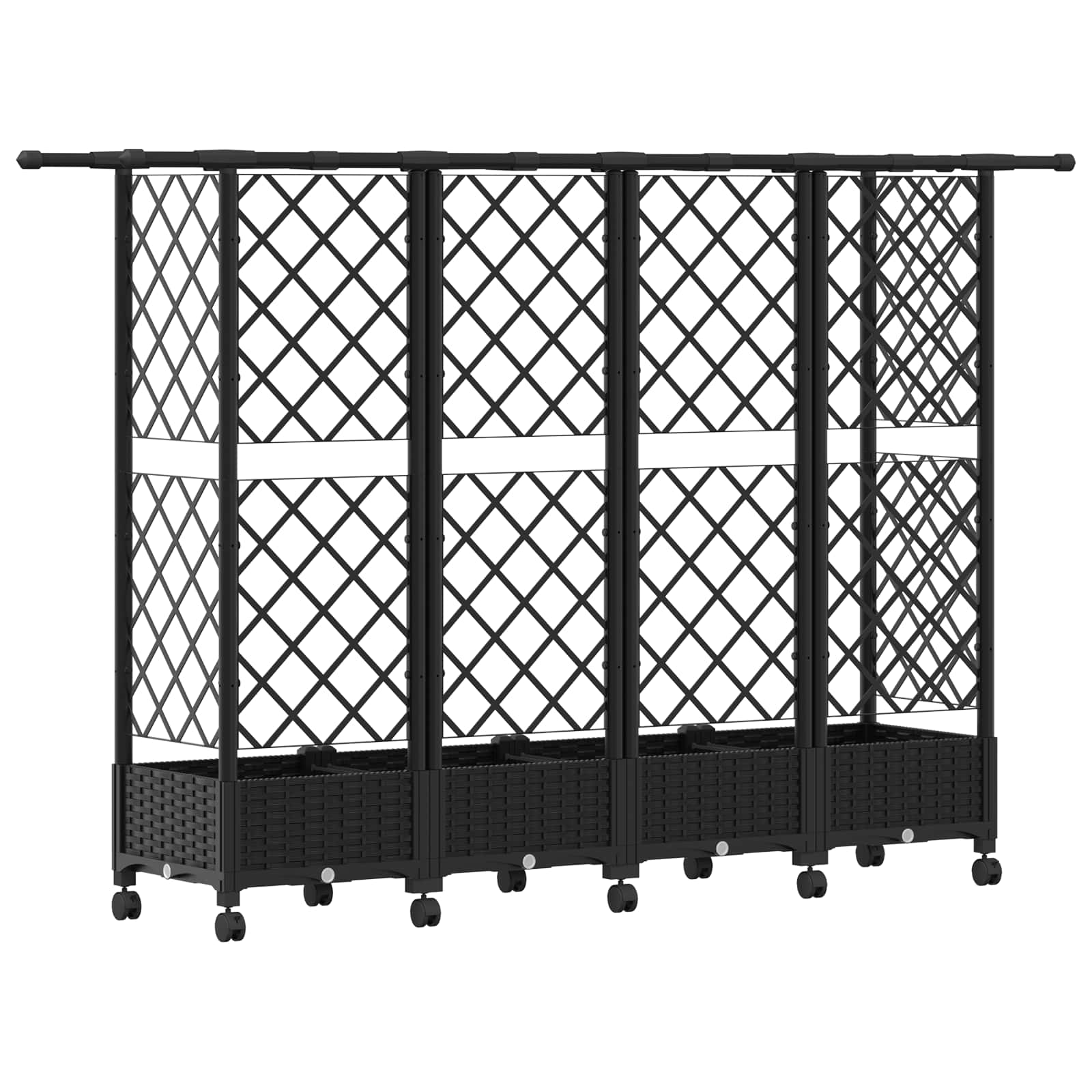 Verhoogd Bed met Trellis en Dak Zwart 202,5 x 40 x 127 cm PP image 5