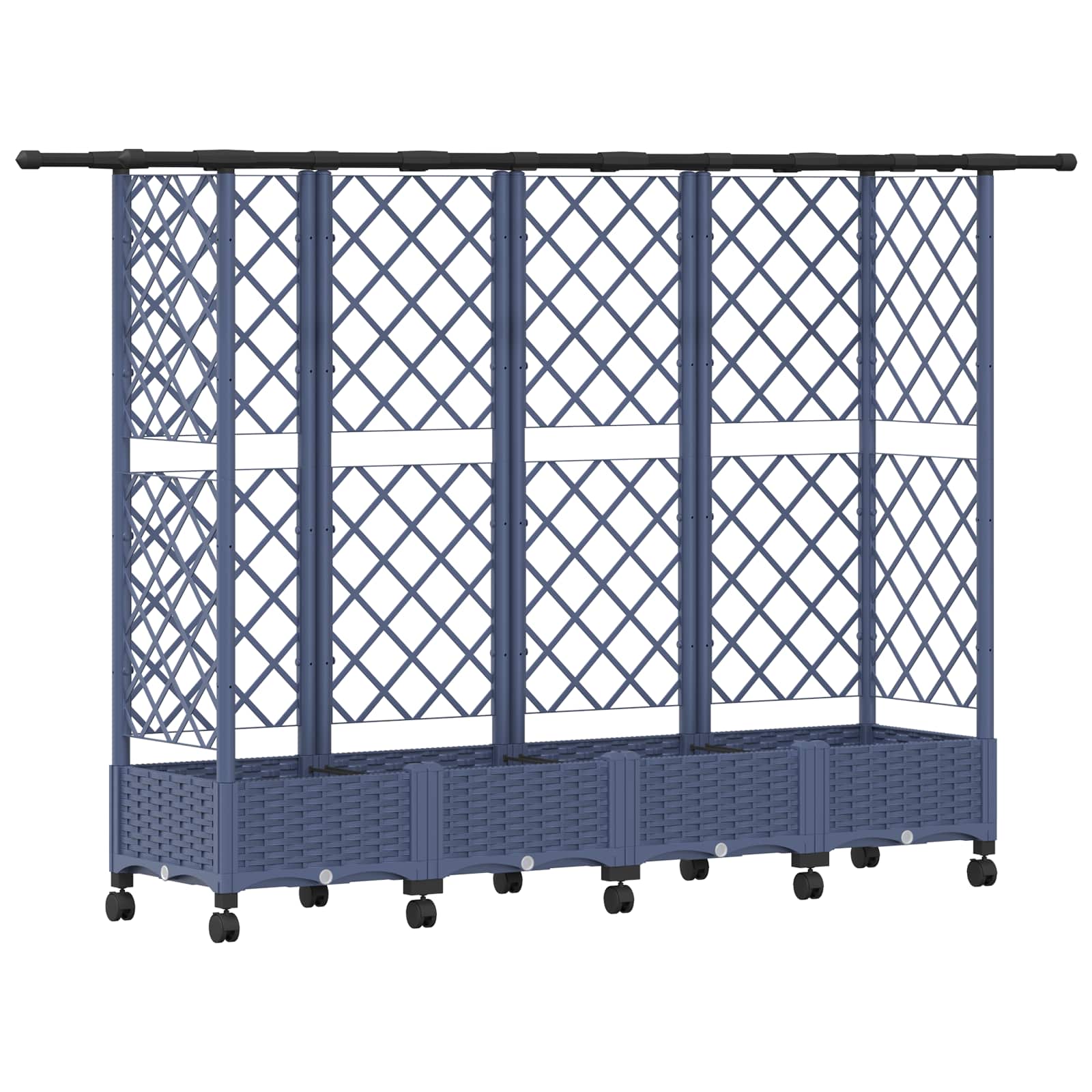 Verhoogd Bed met Trellis en Dak Grijs 202,5 x 40 x 127 cm PP image 2