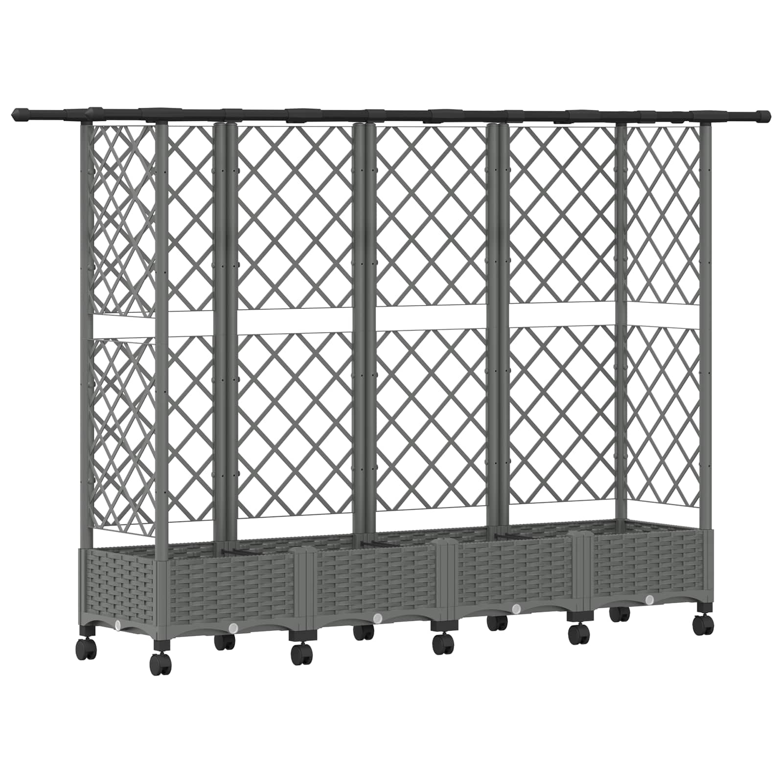Verhoogd Bed met Trellis en Dak Lichtgrijs 202,5 x 40 x 127 cm image 2