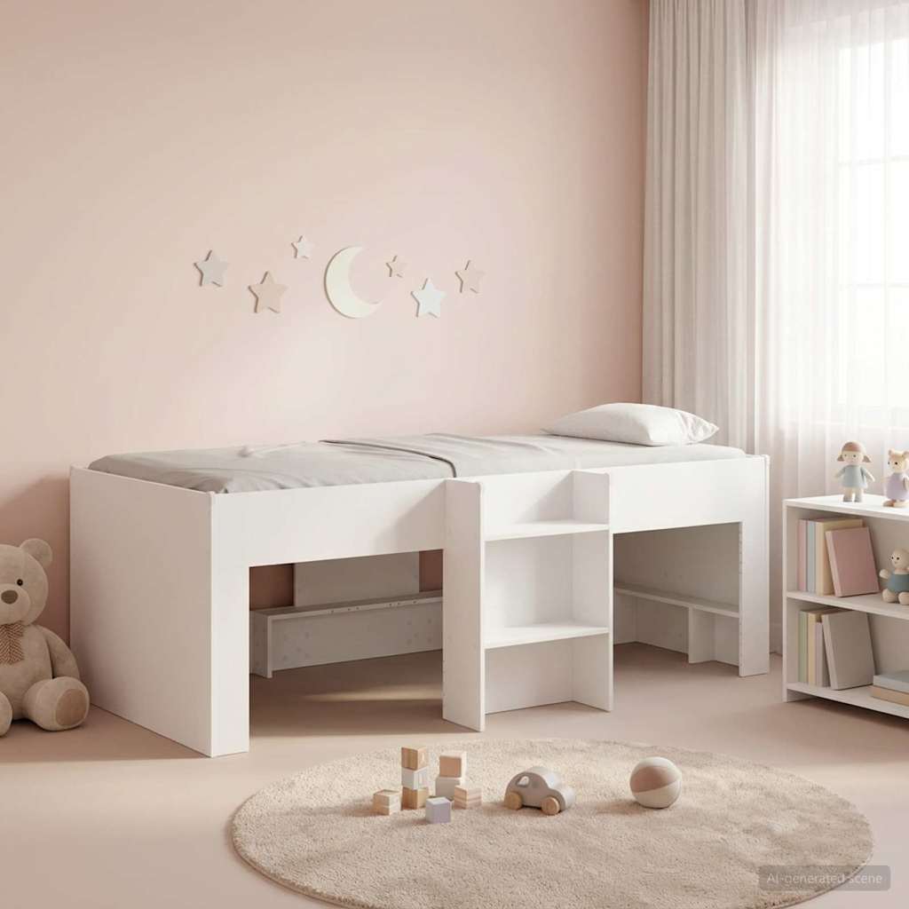 Dětská vysoká postel 2 pcs Bílá 90 x 200 cm Kompozitní dřevo