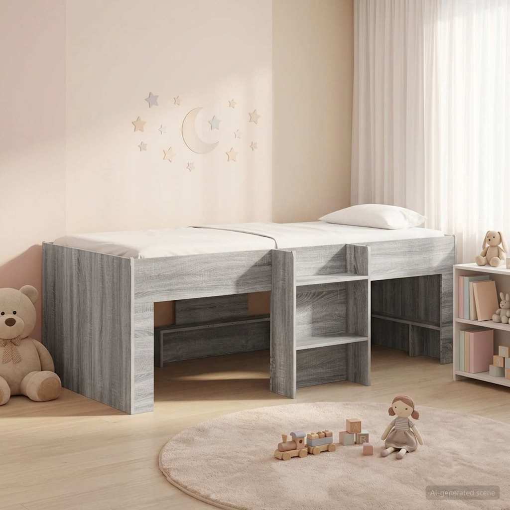 Dětská vysoká postel 2 pcs Šedý Sonoma 90 x 200 cm
