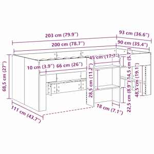 Dětská vysoká postel 2 pcs Šedý Sonoma 90 x 200 cm - obrázek 8