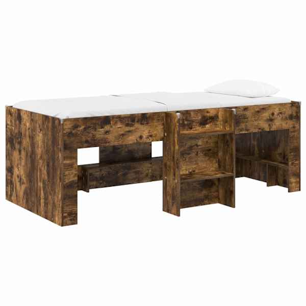 vidaXL Laste k&otilde;rge voodi raam Suitsutatud tamm 98.5 x 200 cm Tehispuit
